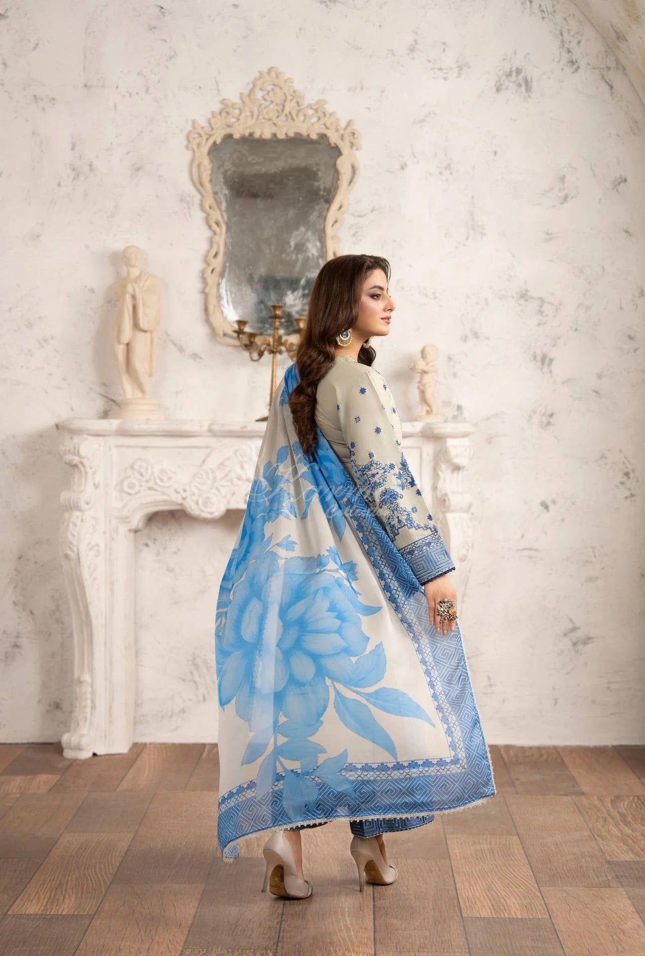 Luxury 3 Piece Cotton Suit - Blue