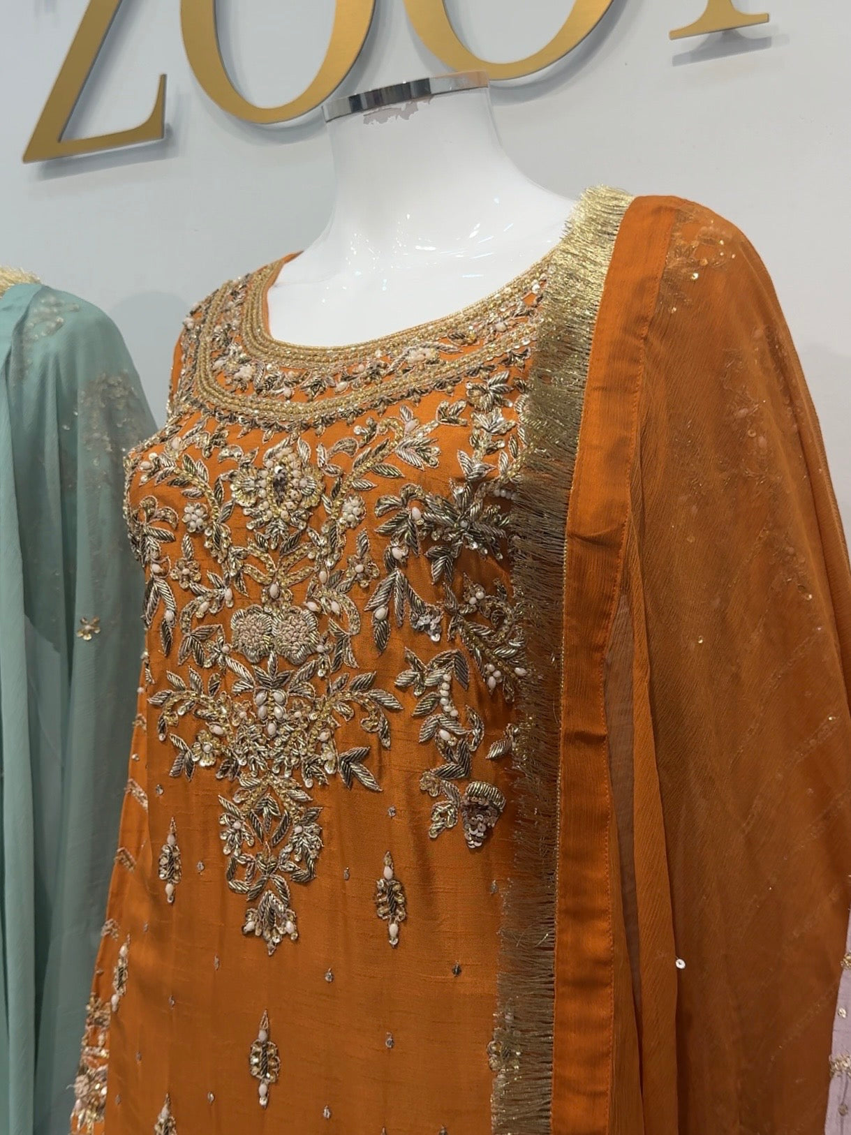 Hand Embroidered Raw Silk Suit