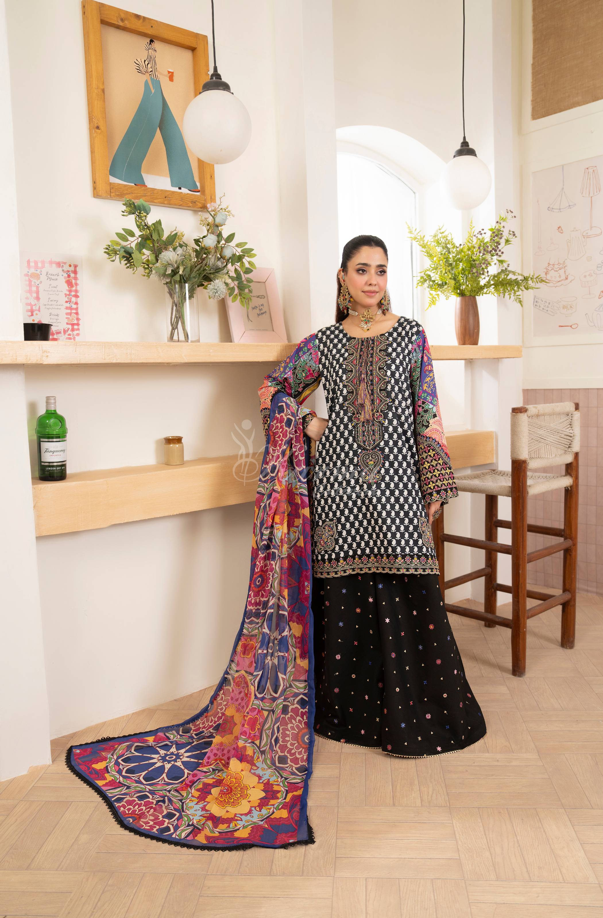 Charcoal | Luxury 3 Piece Lawn Suit