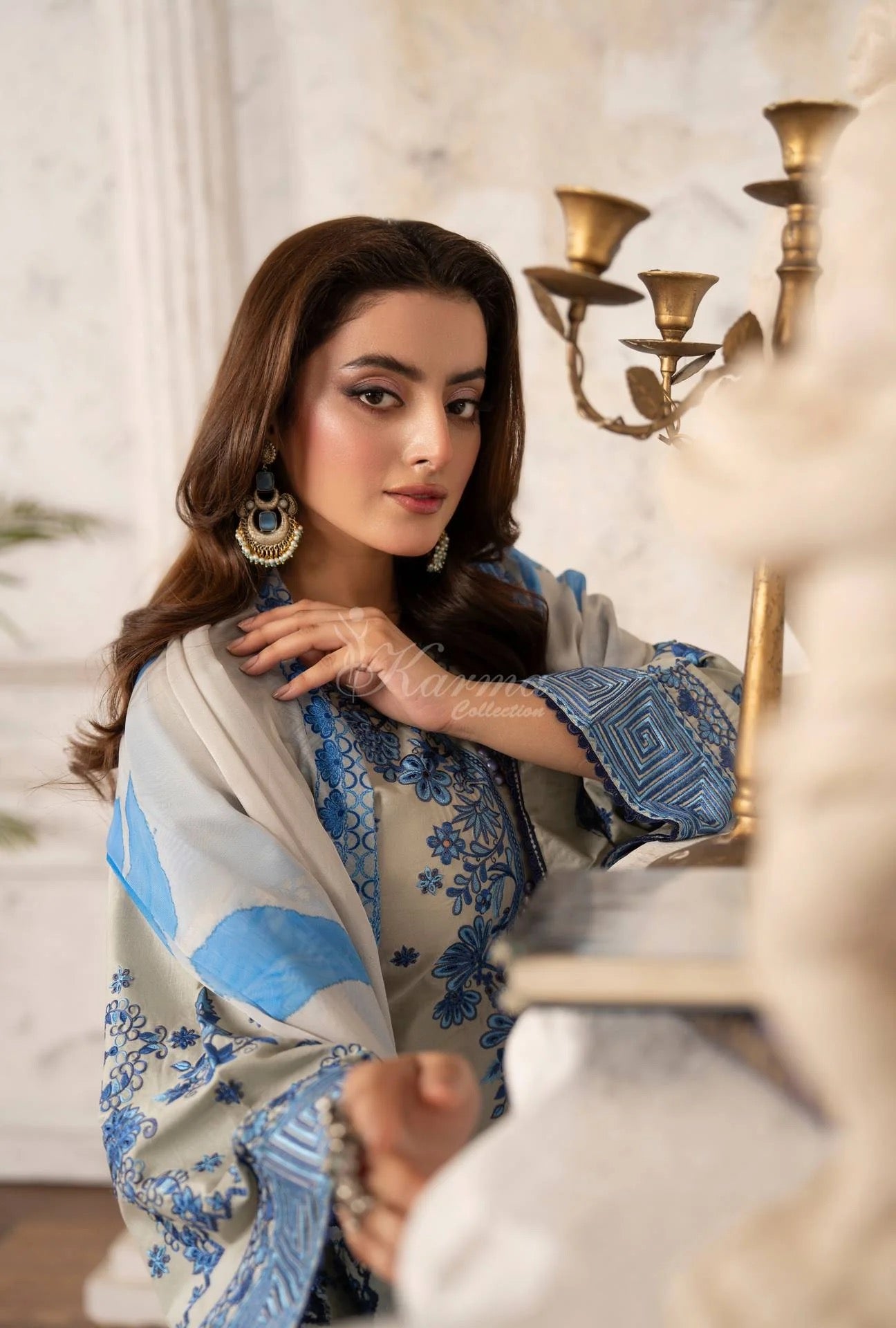 Luxury 3 Piece Cotton Suit - Blue