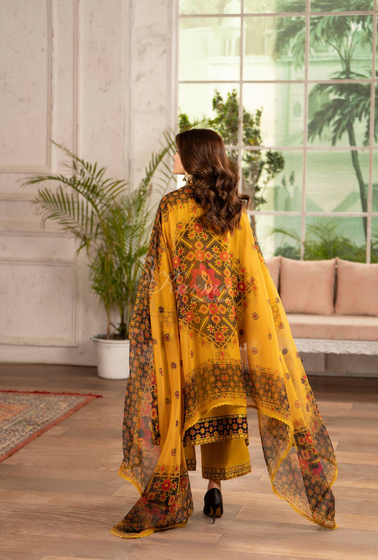 Luxury 3 Piece Cotton Suit - Mustard