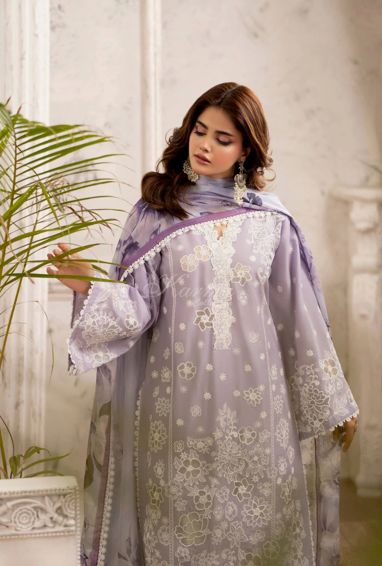 Luxury 3 Piece Cotton Suit - Lilac