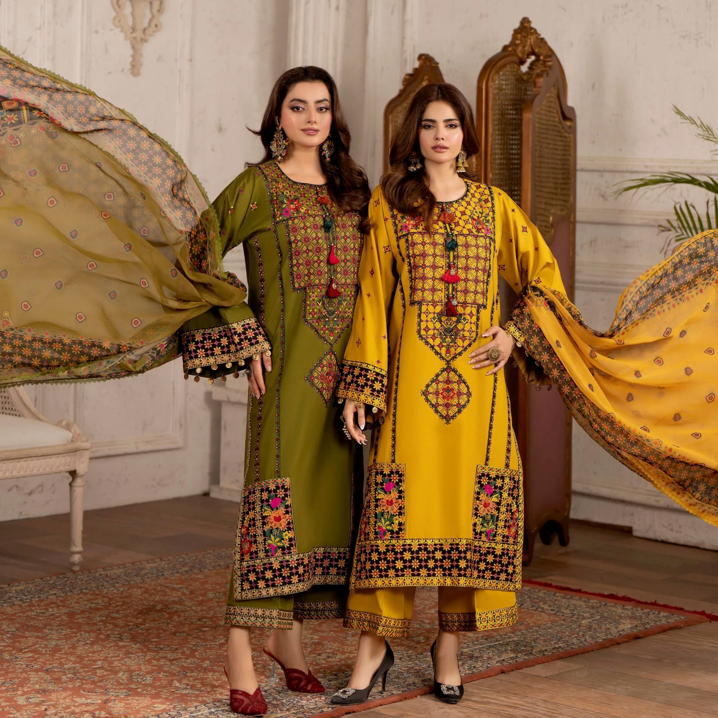 Luxury 3 Piece Cotton Suit - Olive