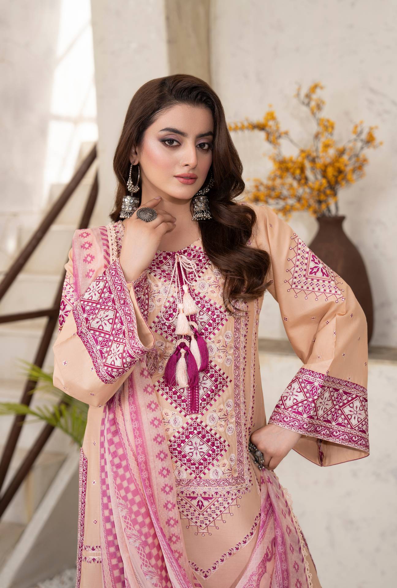 Luxury 3 Piece Cotton Suit - Blush