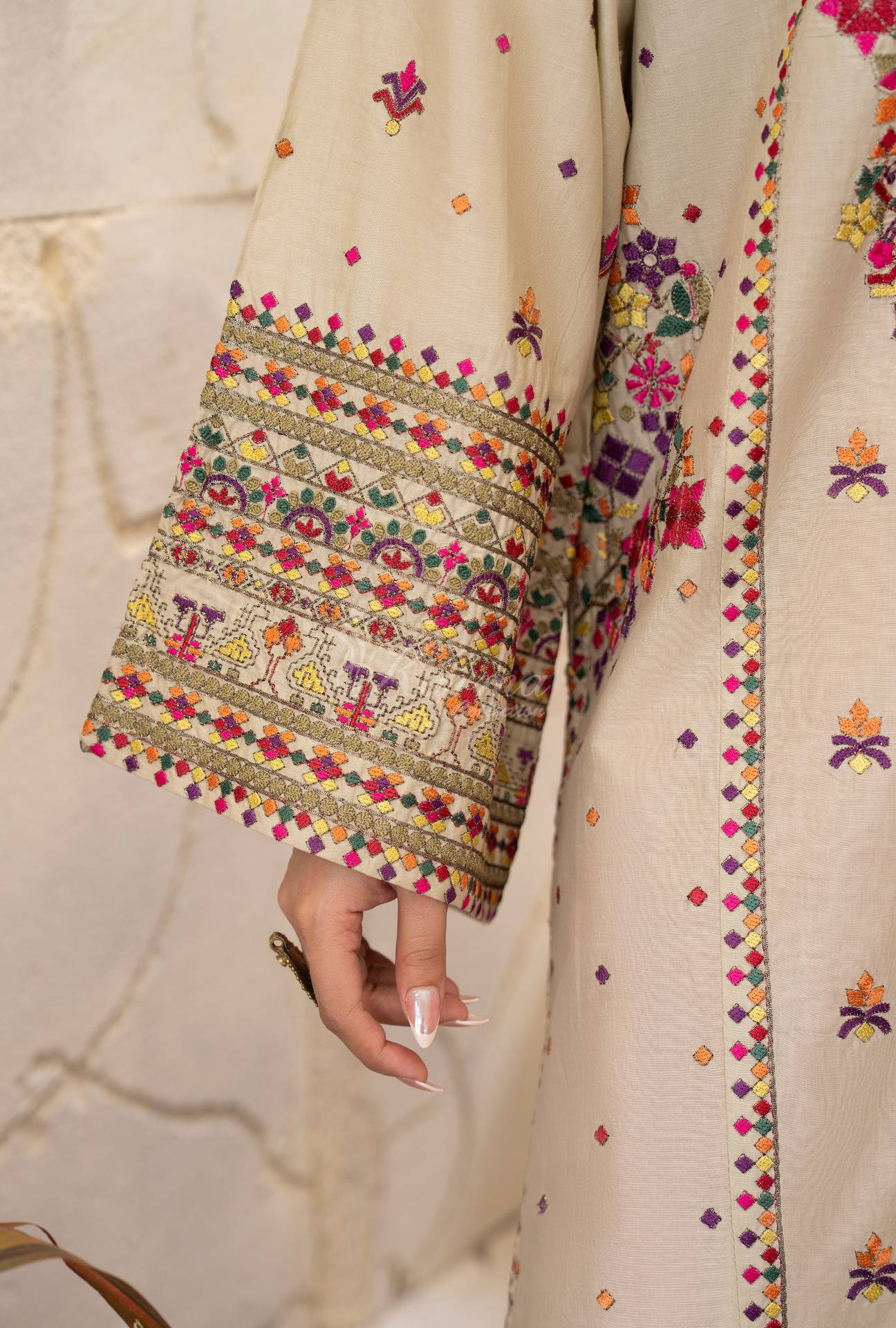 Luxury 3 Piece Cotton Suit - Sandstone