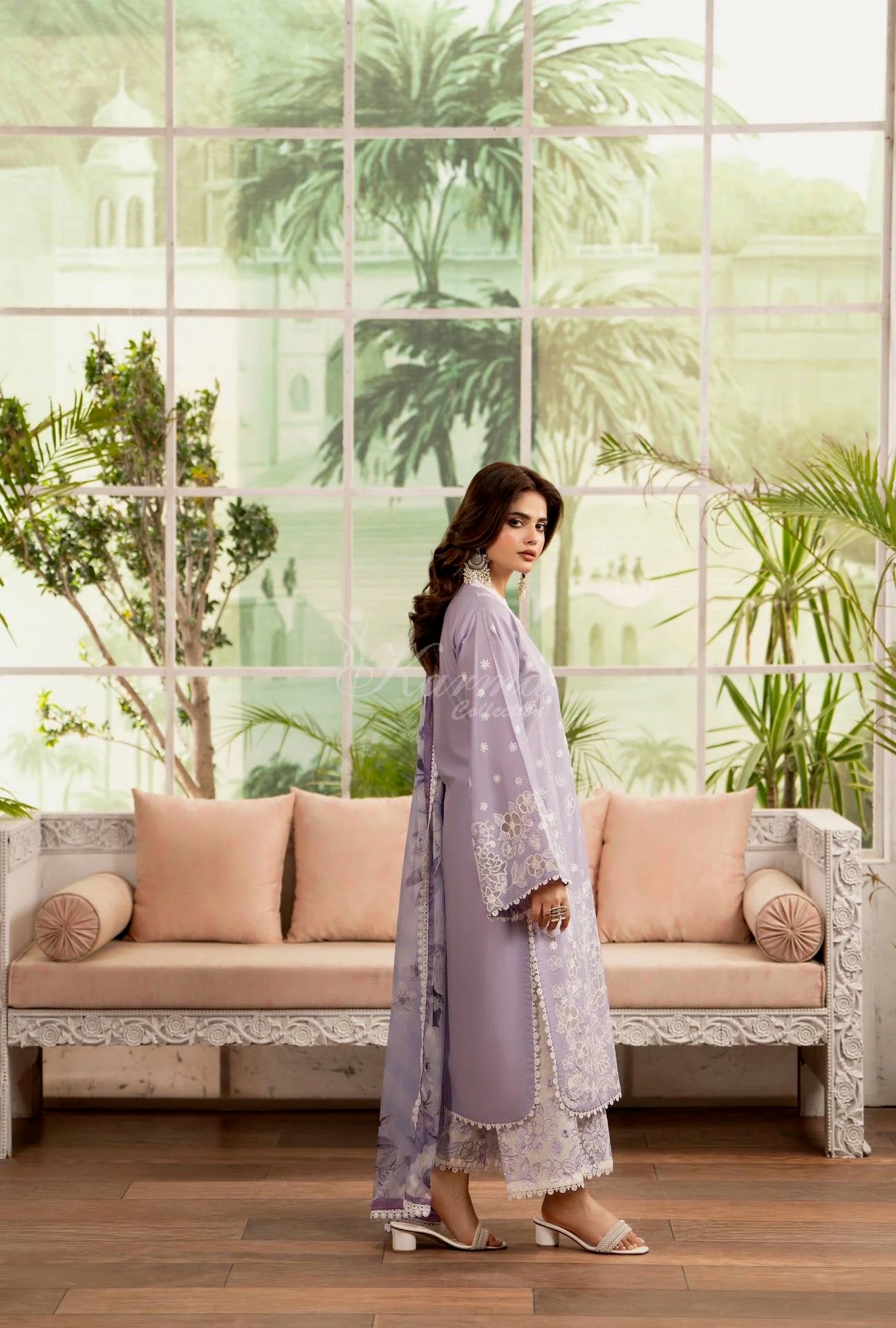 Luxury 3 Piece Cotton Suit - Lilac
