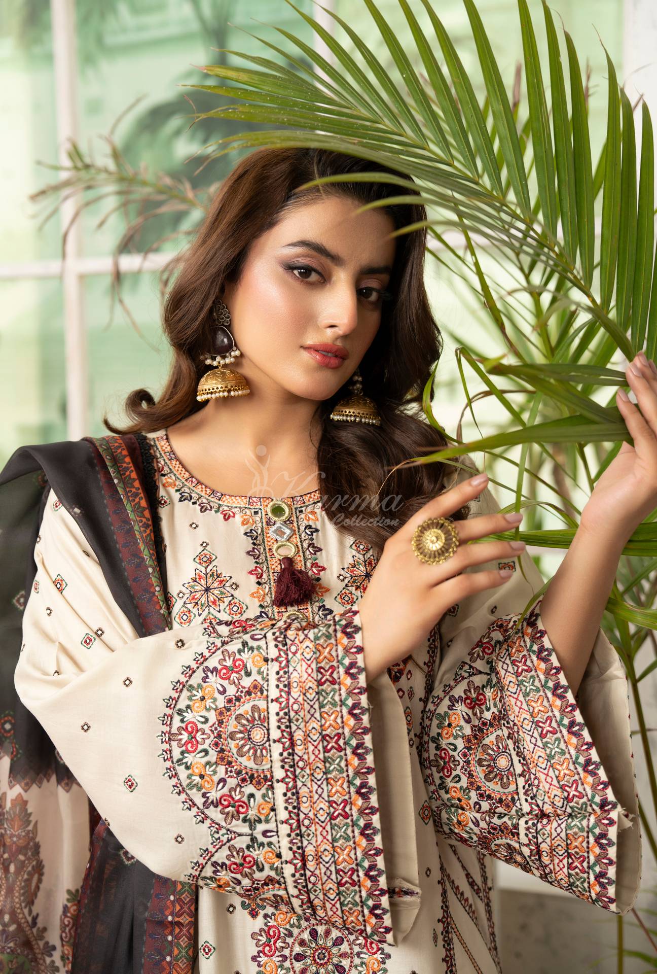 Luxury 3 Piece Cotton Suit - Cream