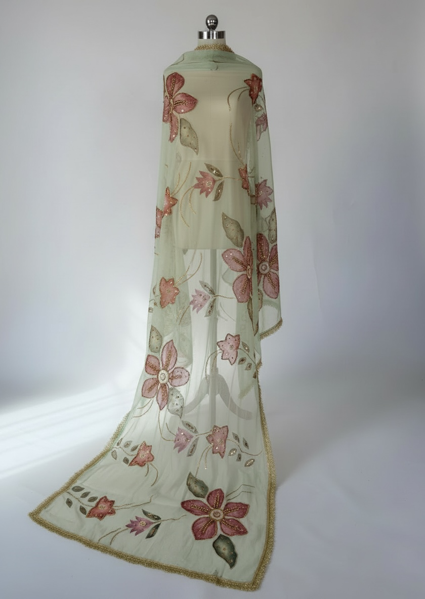 Hand Painted Floral Dupatta
