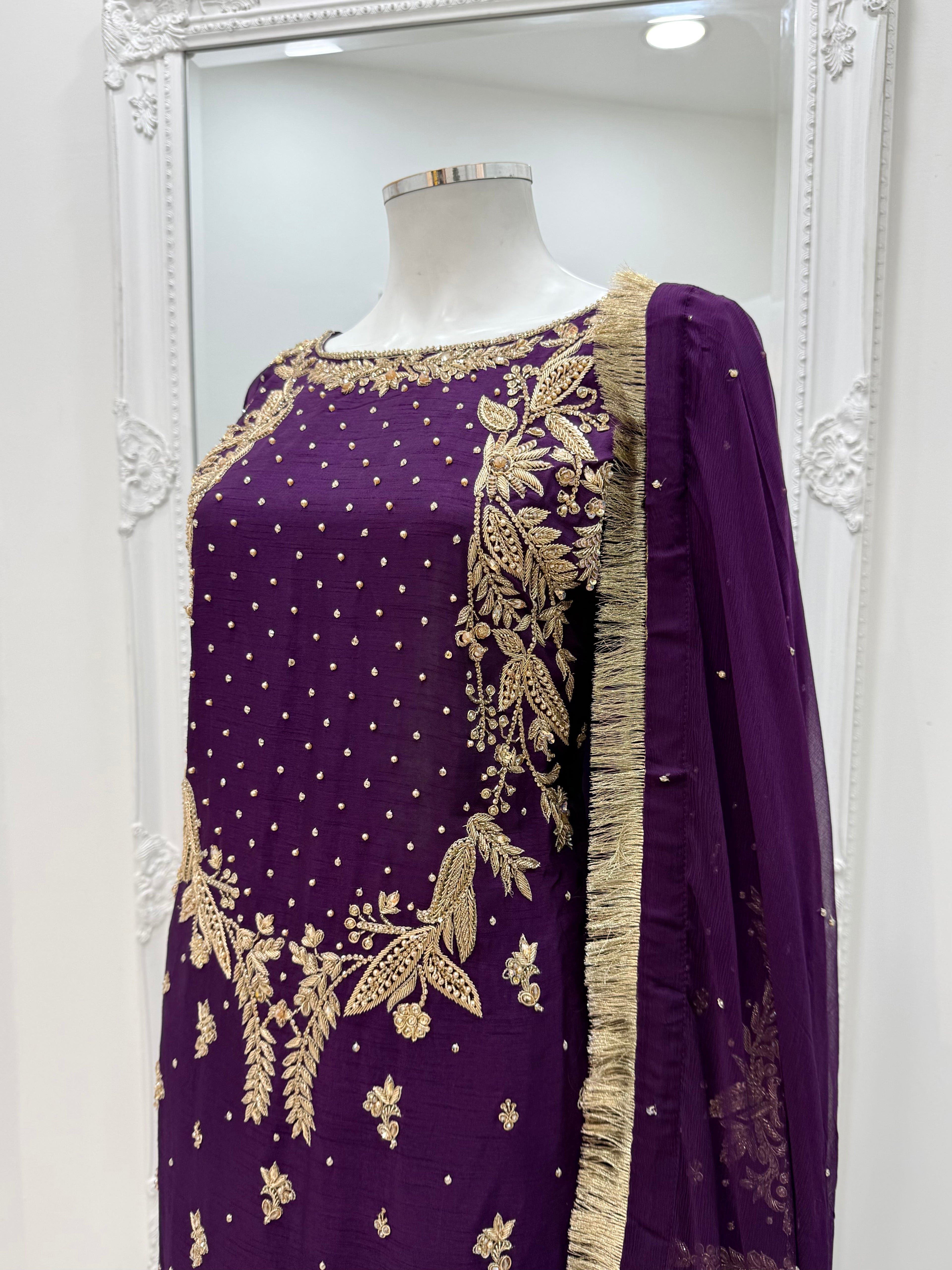 Hand Embroidered Raw Silk Suit