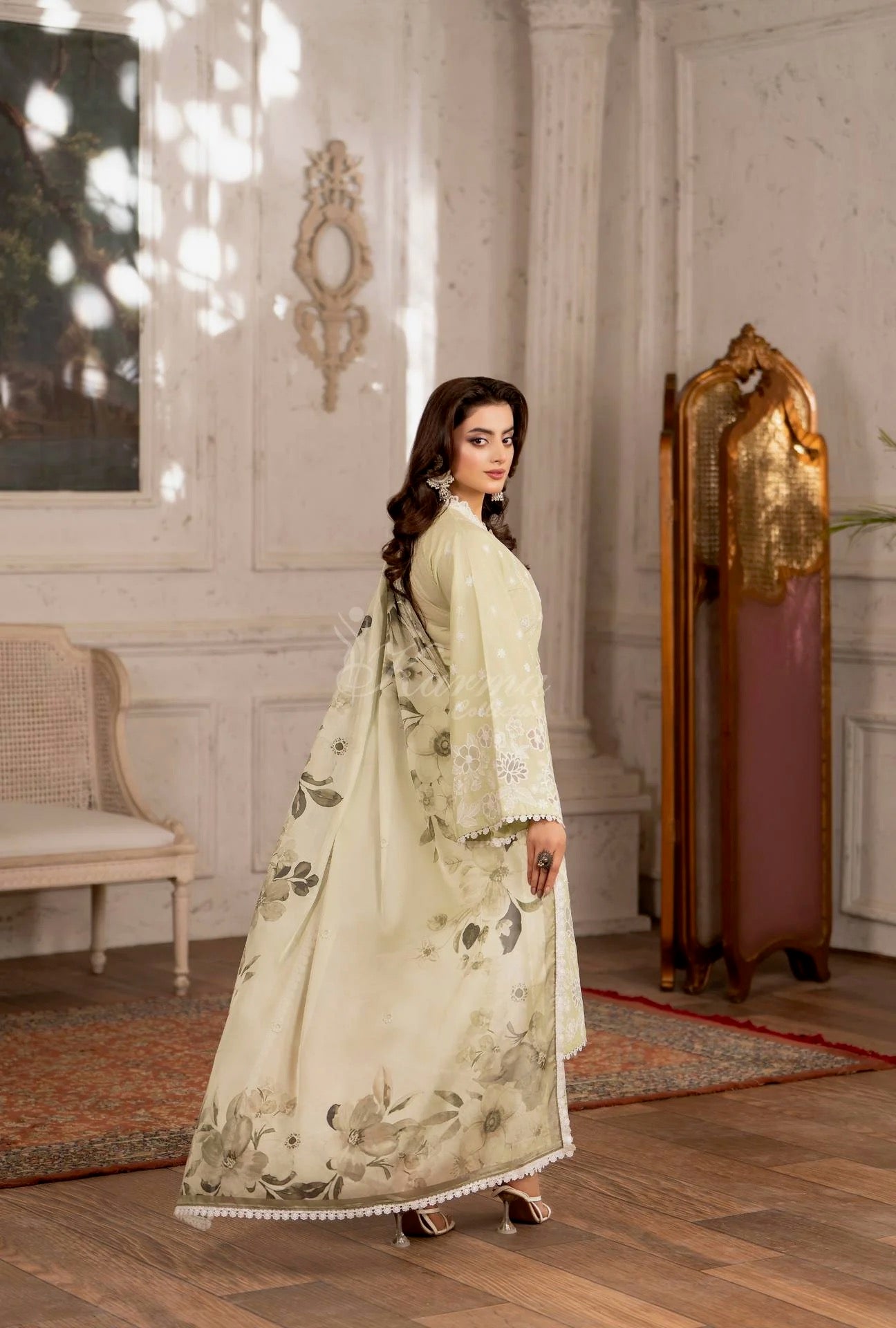 Luxury 3 Piece Cotton Suit - Lime