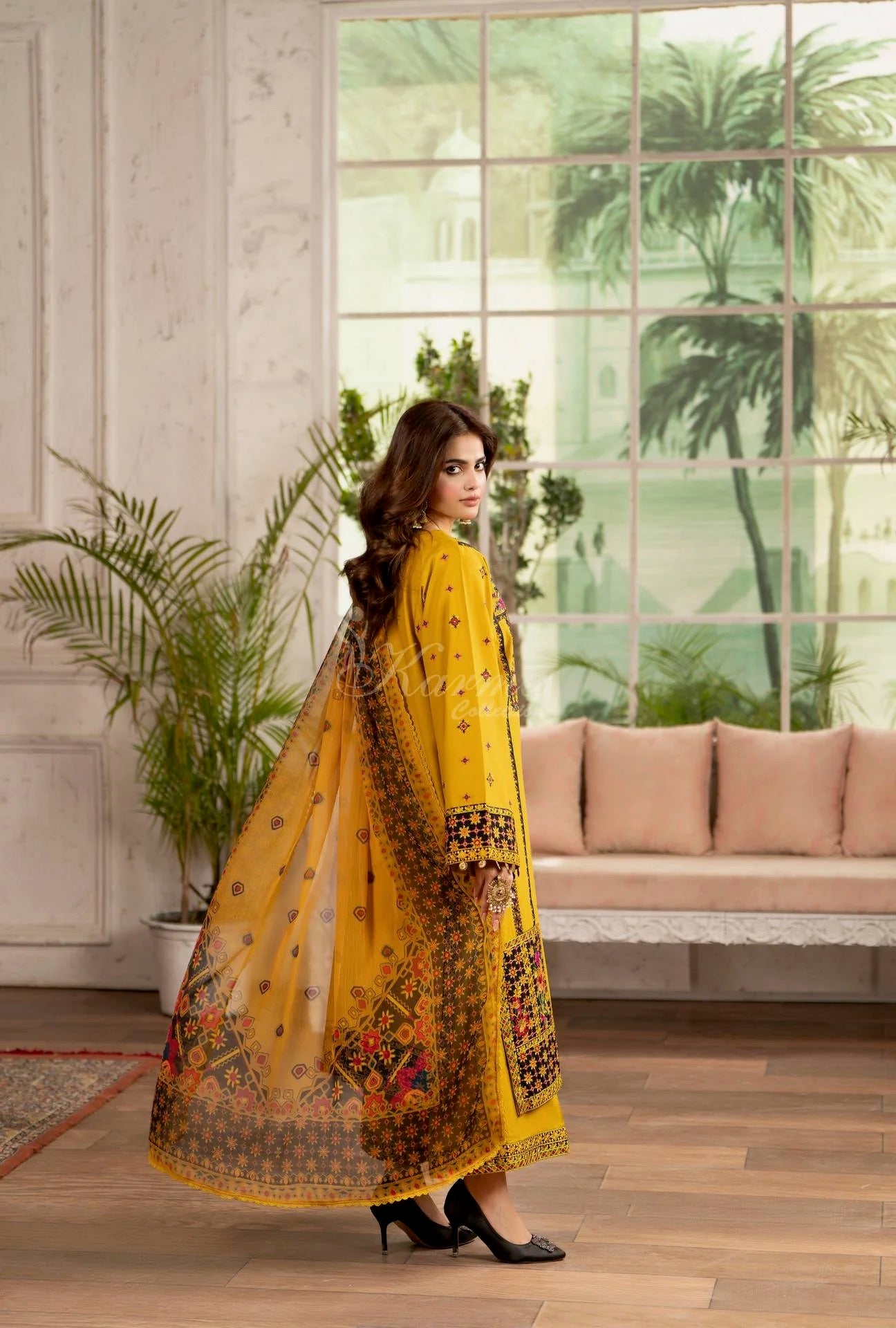 Luxury 3 Piece Cotton Suit - Mustard