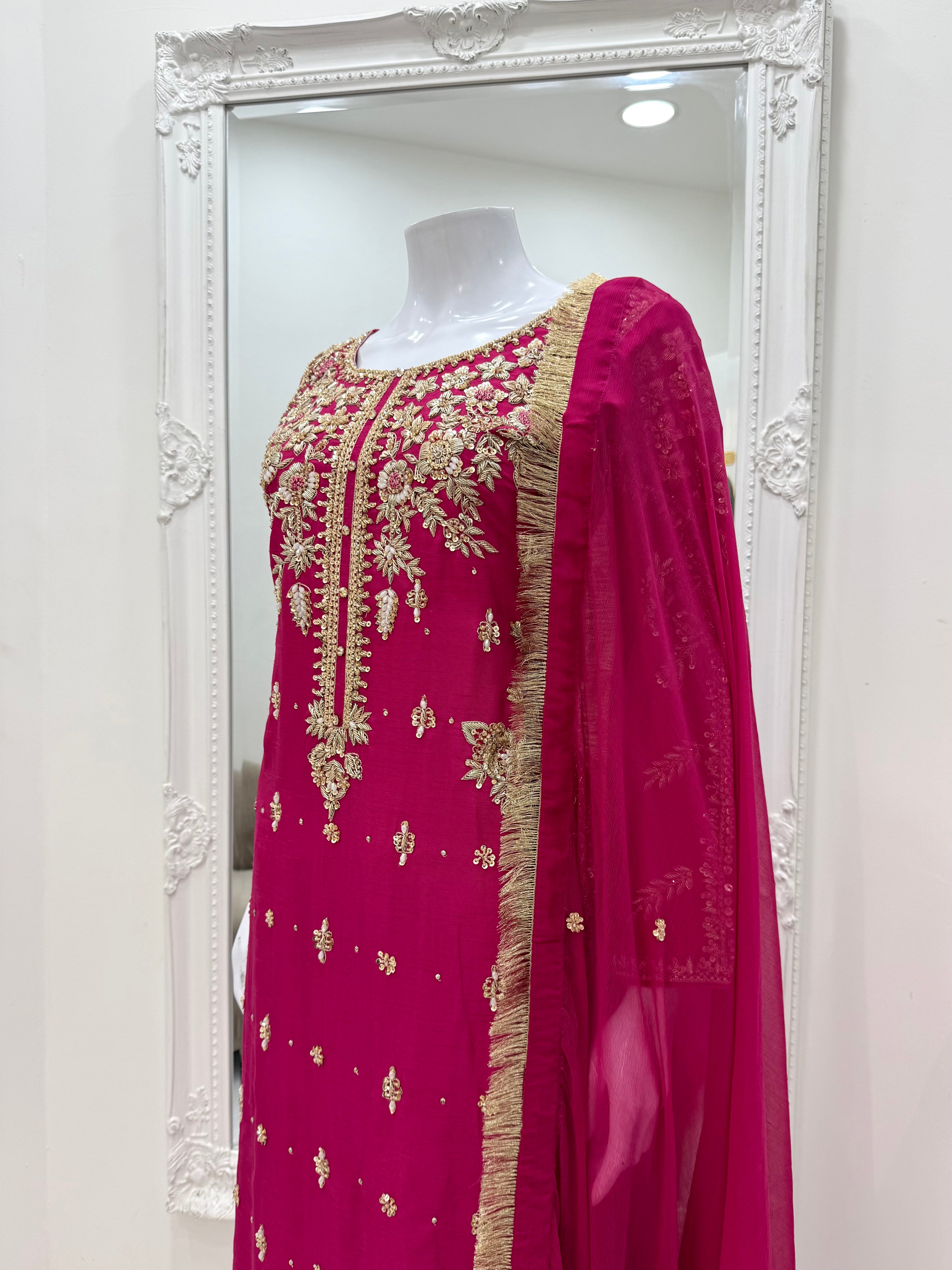 Hand Embroidered Raw Silk Suit