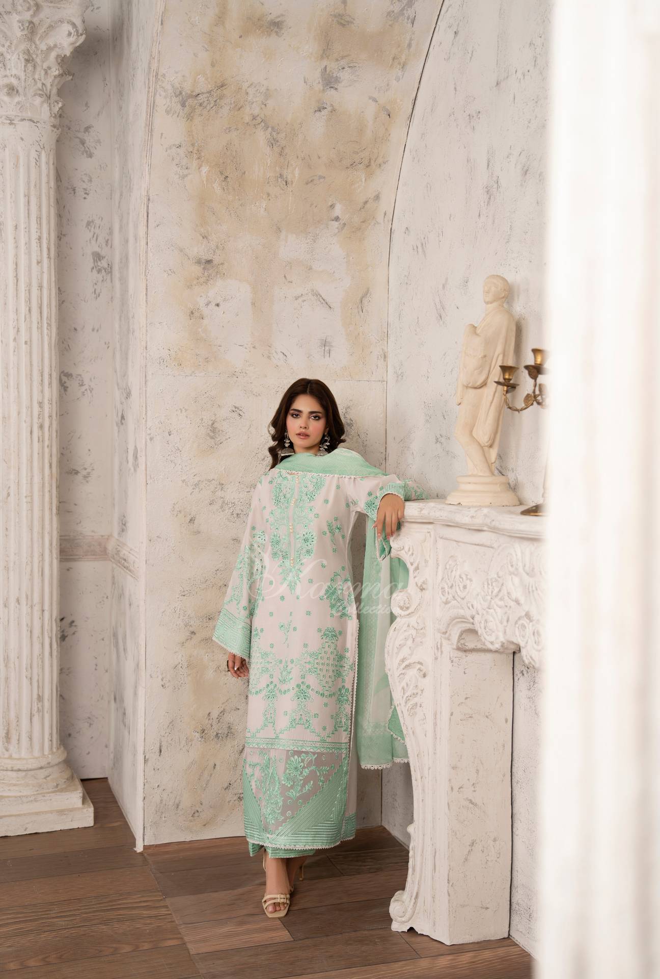 Luxury 3 Piece Cotton Suit - Mint