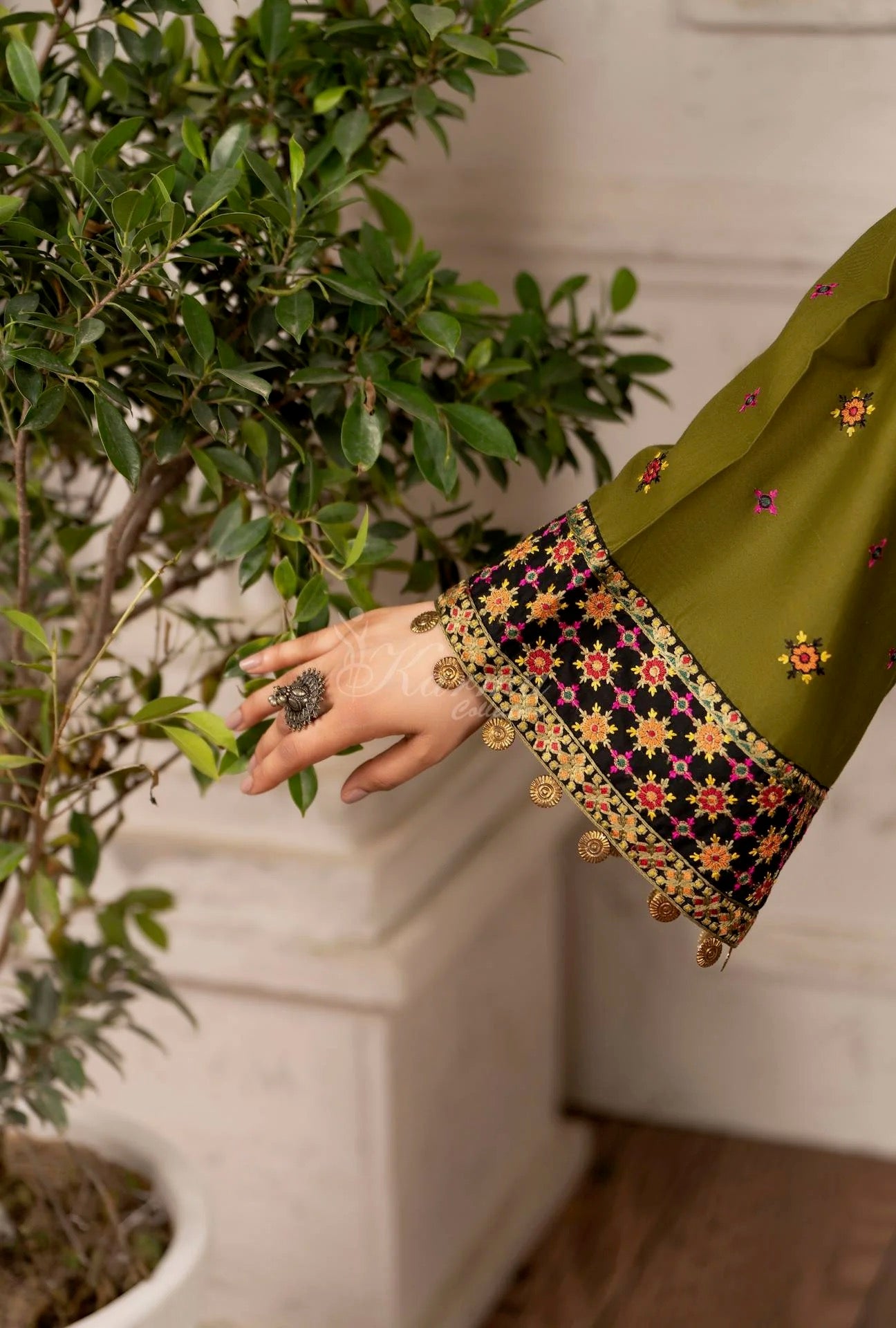 Luxury 3 Piece Cotton Suit - Olive