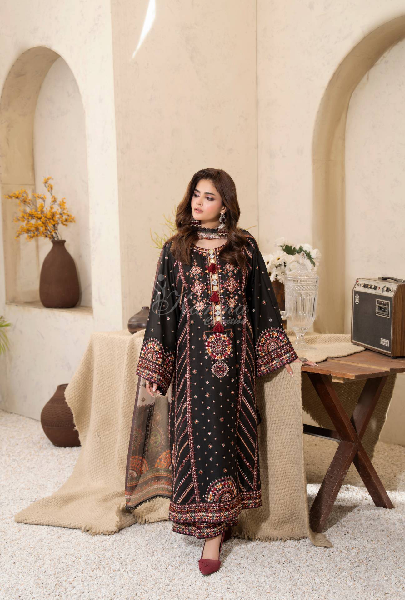 Luxury 3 Piece Cotton Suit - Black