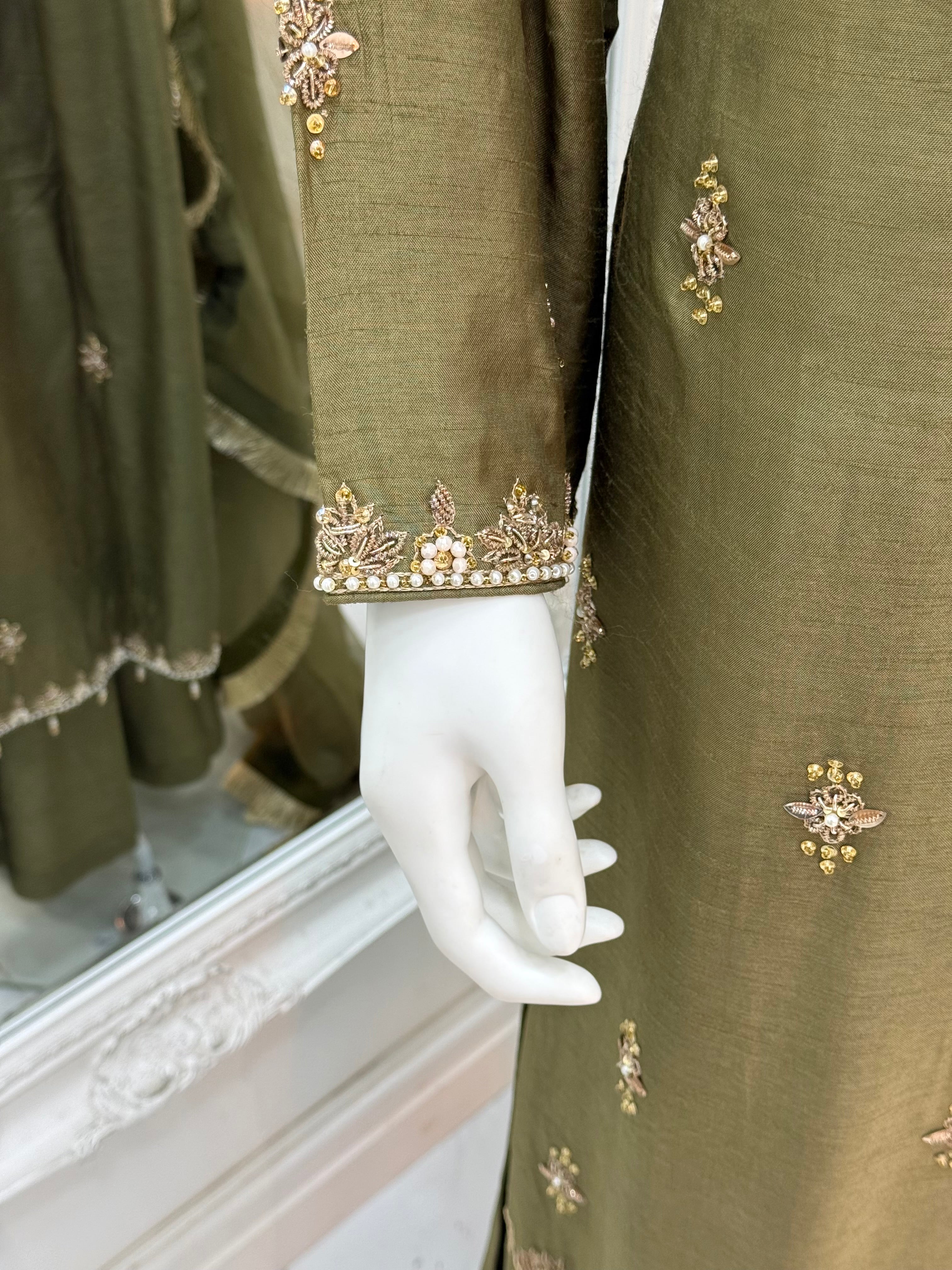 Hand Embroidered Raw Silk Suit