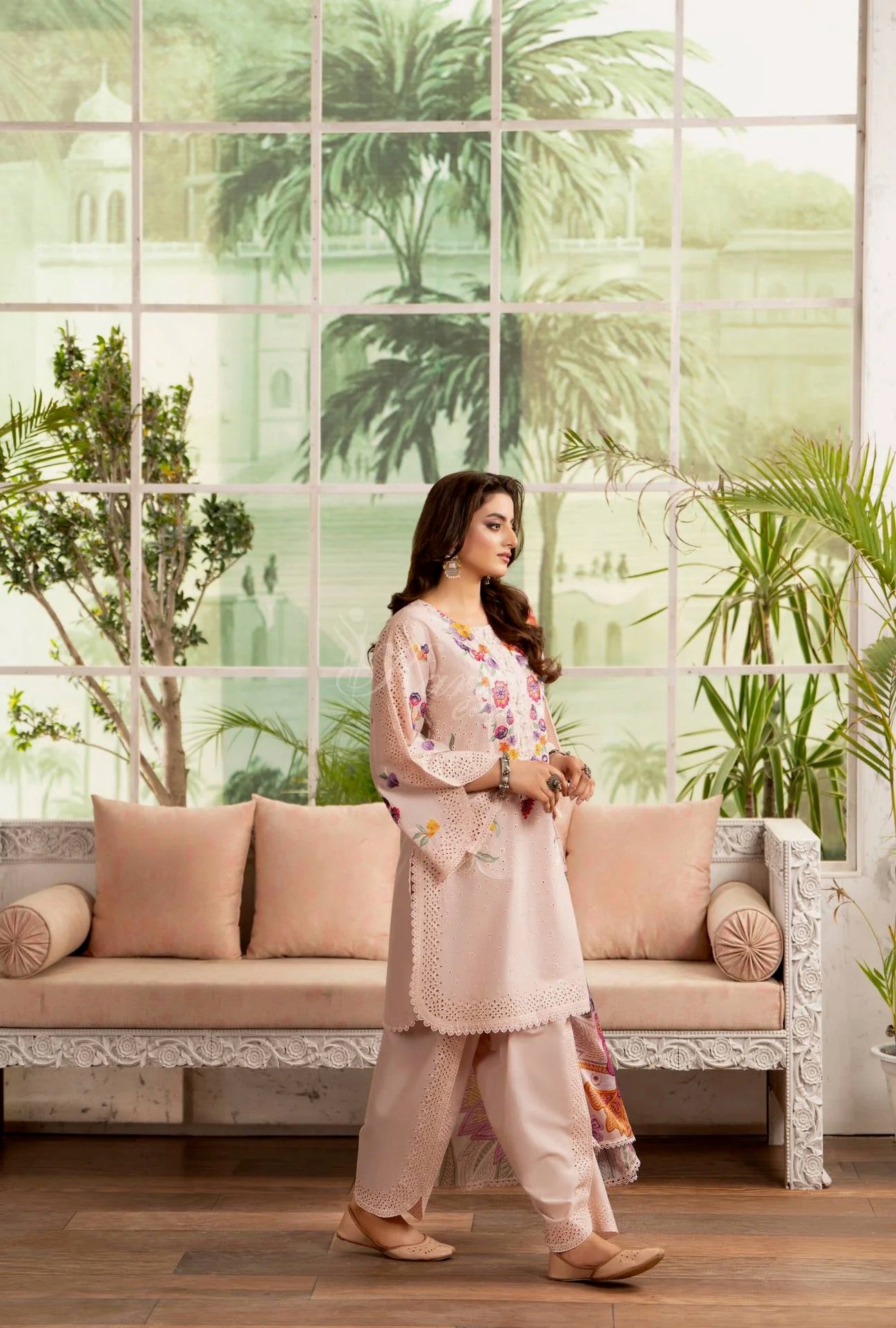 Luxury 3 Piece Cotton Suit - Rose
