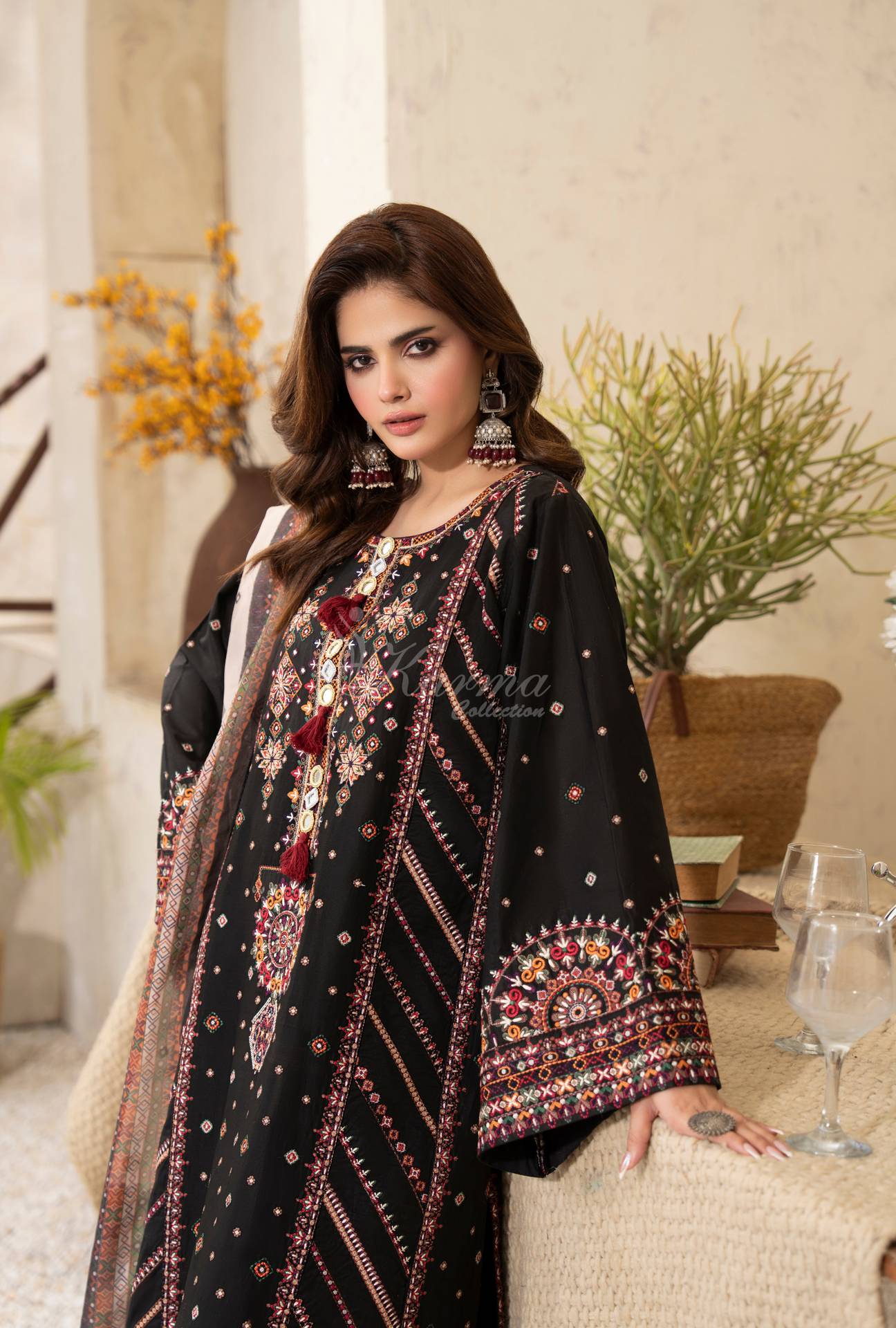Luxury 3 Piece Cotton Suit - Black