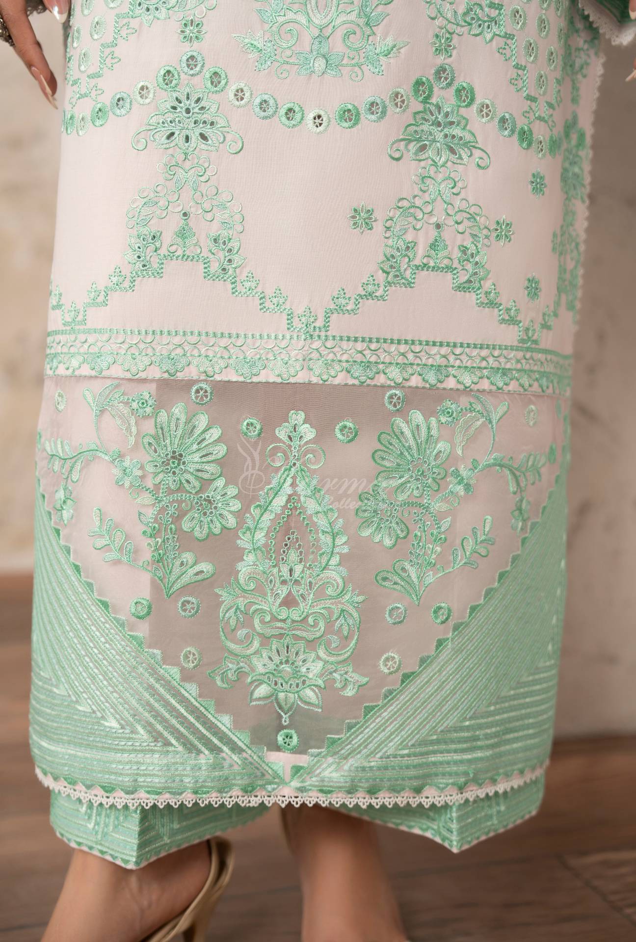 Luxury 3 Piece Cotton Suit - Mint