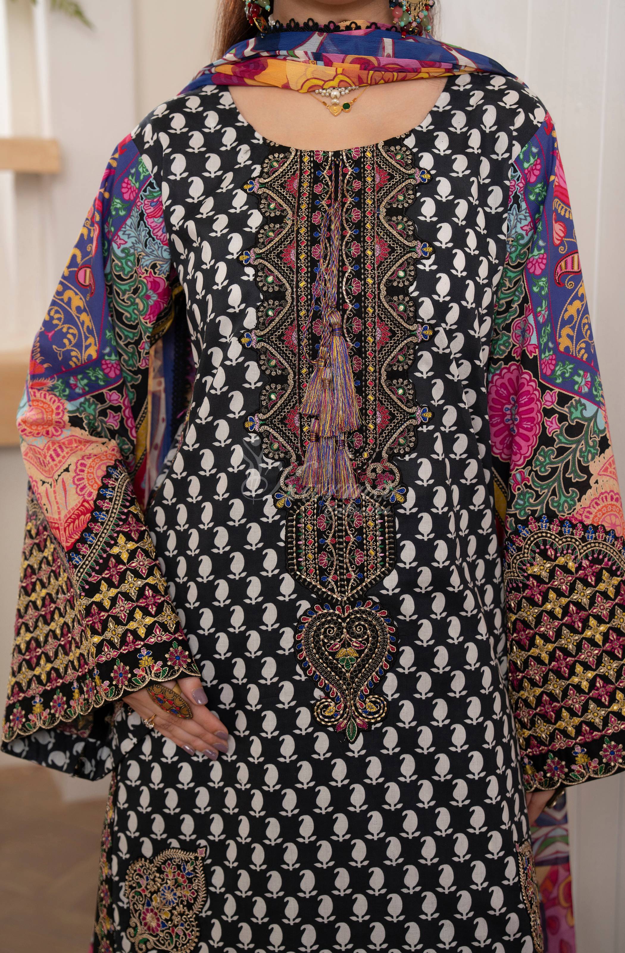 Charcoal | Luxury 3 Piece Lawn Suit
