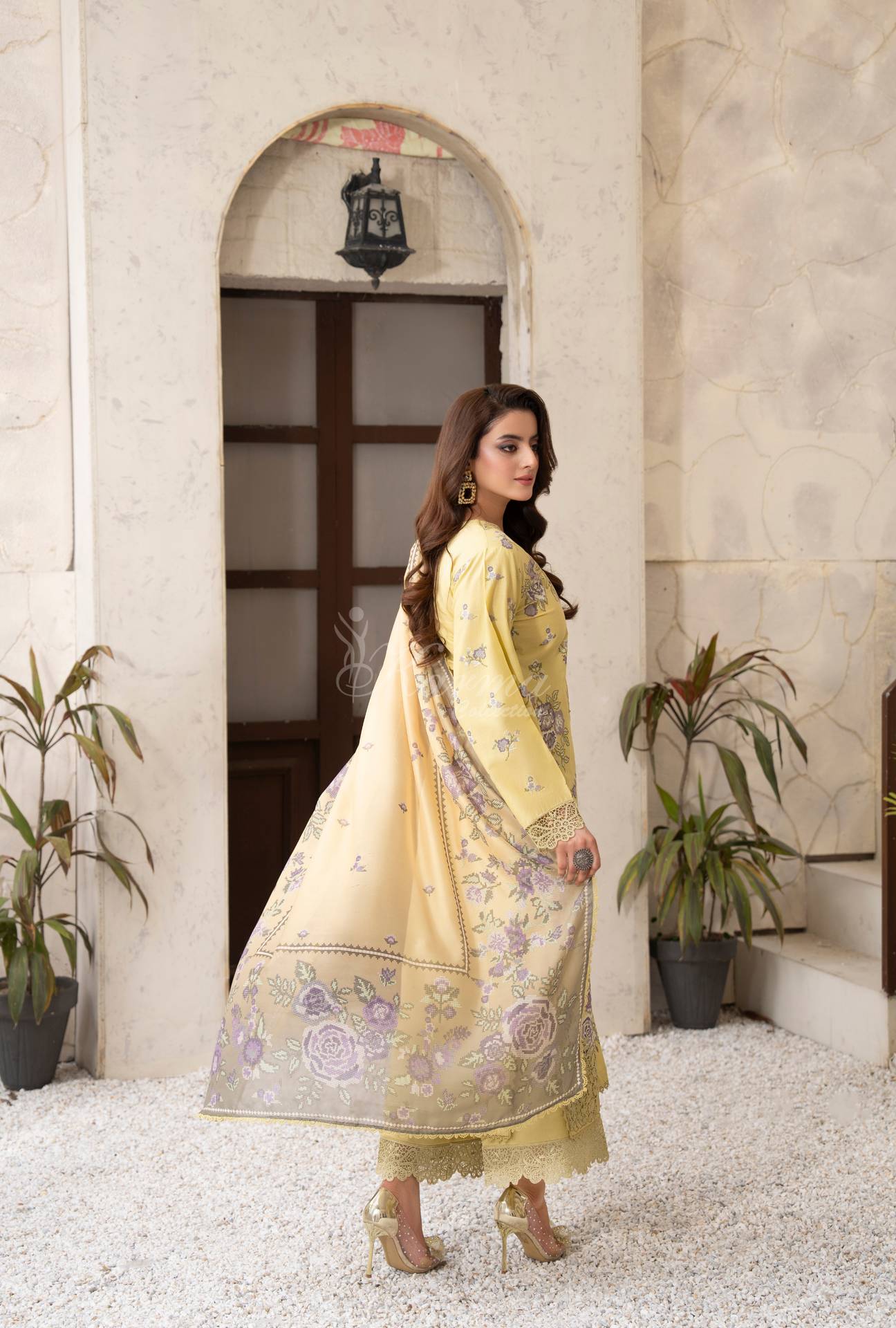 Luxury 3 Piece Cotton Suit - Butter Yellow