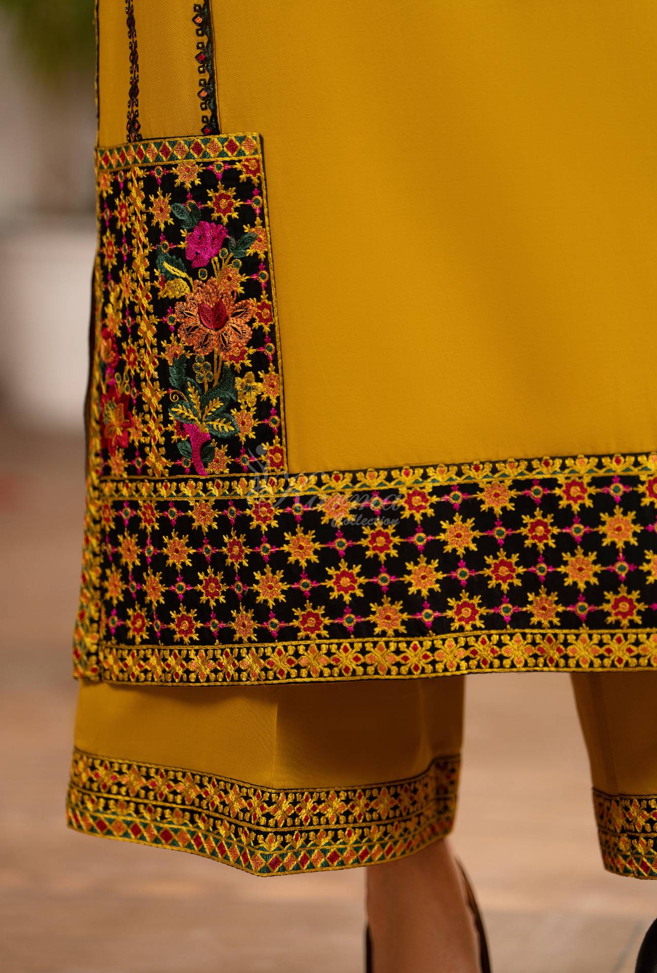 Luxury 3 Piece Cotton Suit - Mustard