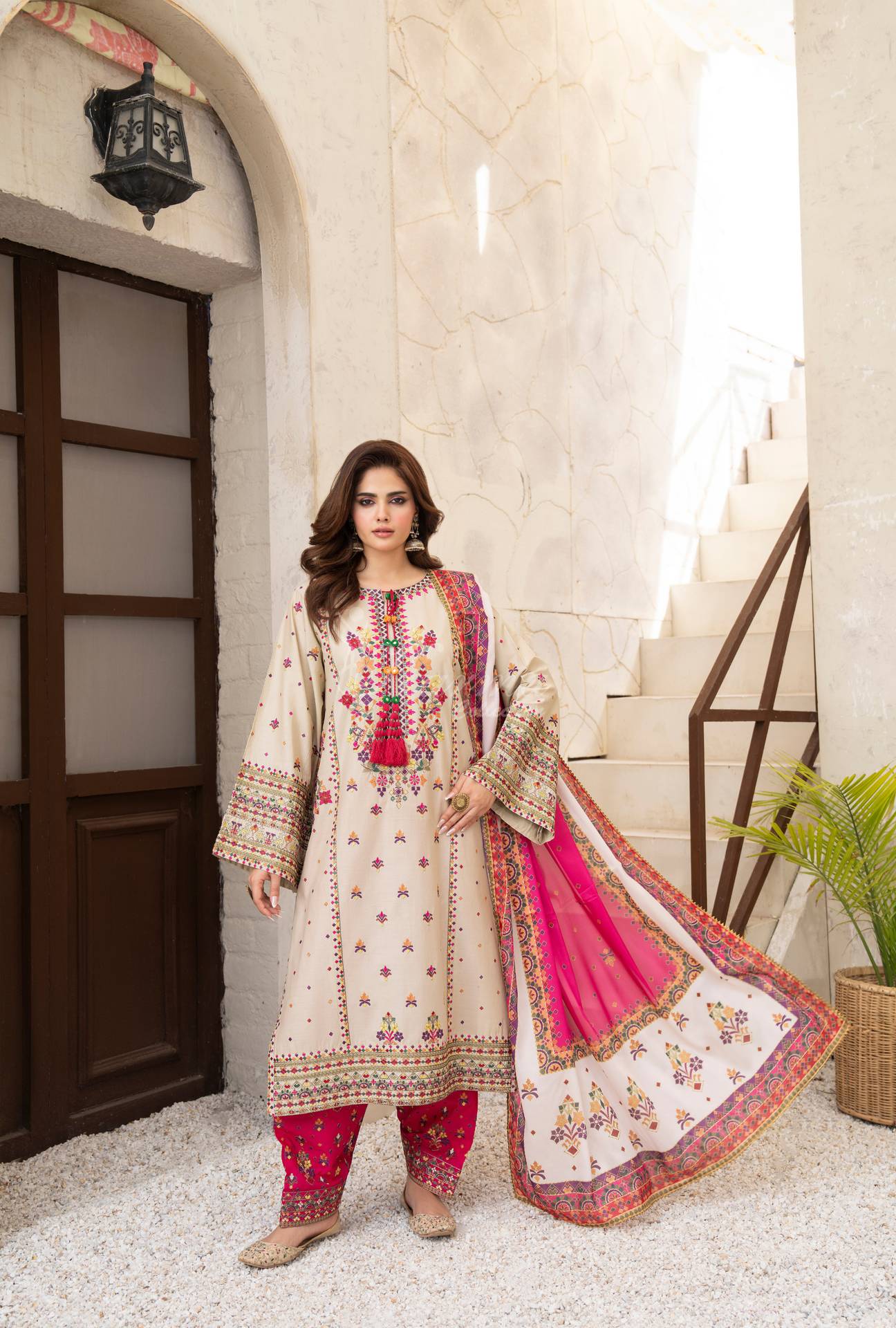 Luxury 3 Piece Cotton Suit - Sandstone