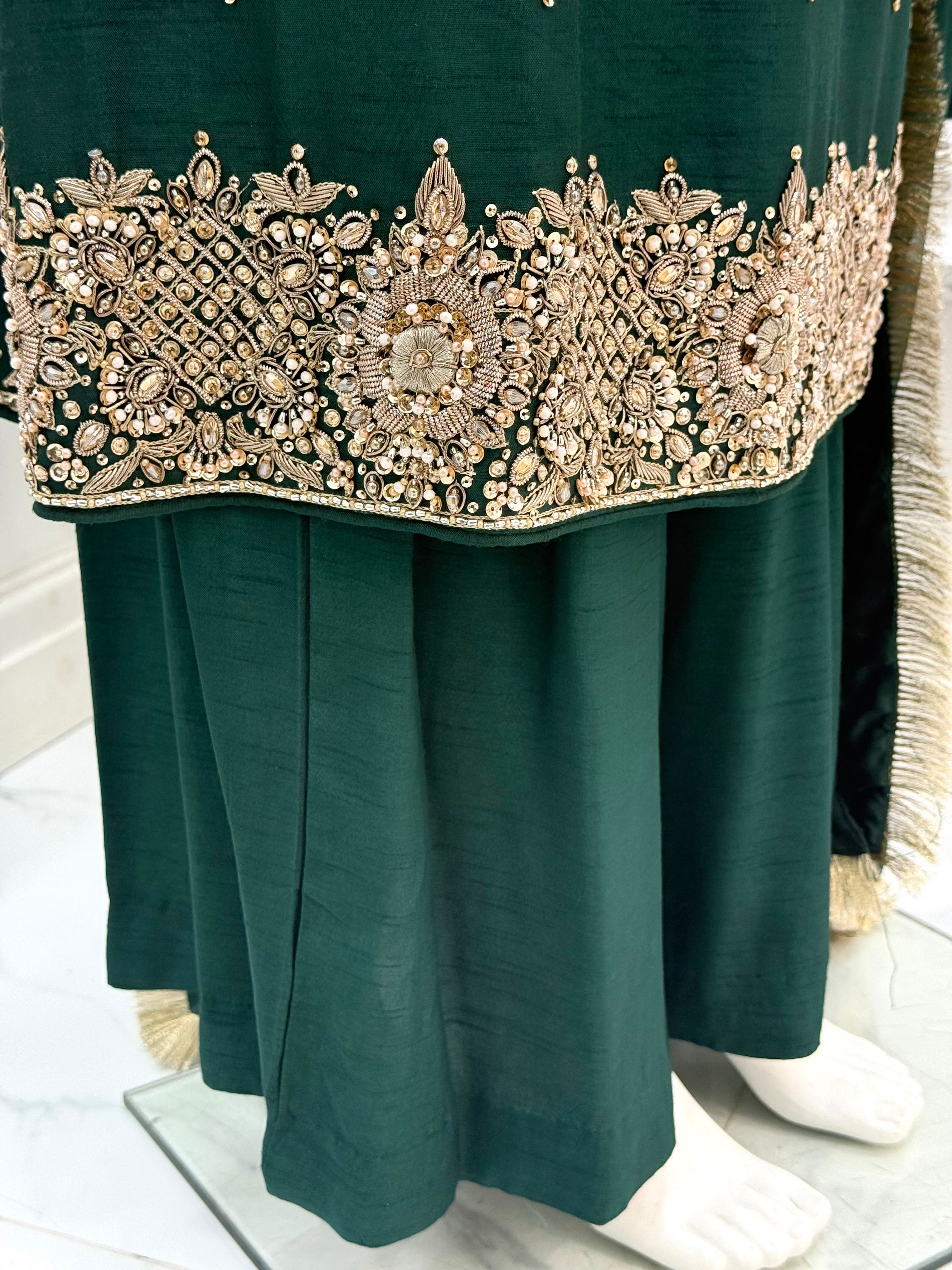 Hand Embroidered Raw Silk Suit