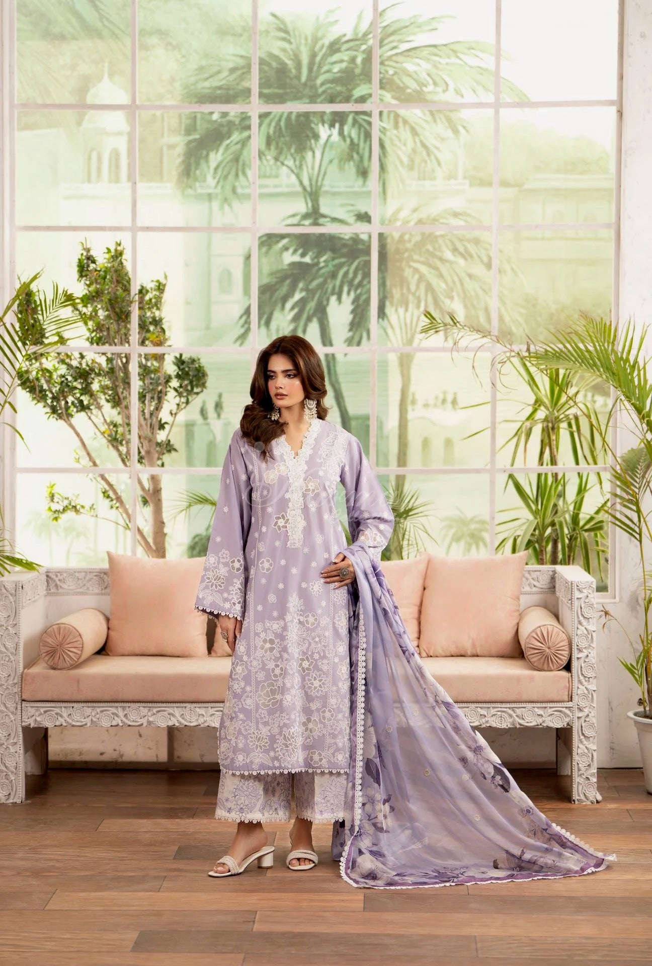 Luxury 3 Piece Cotton Suit - Lilac