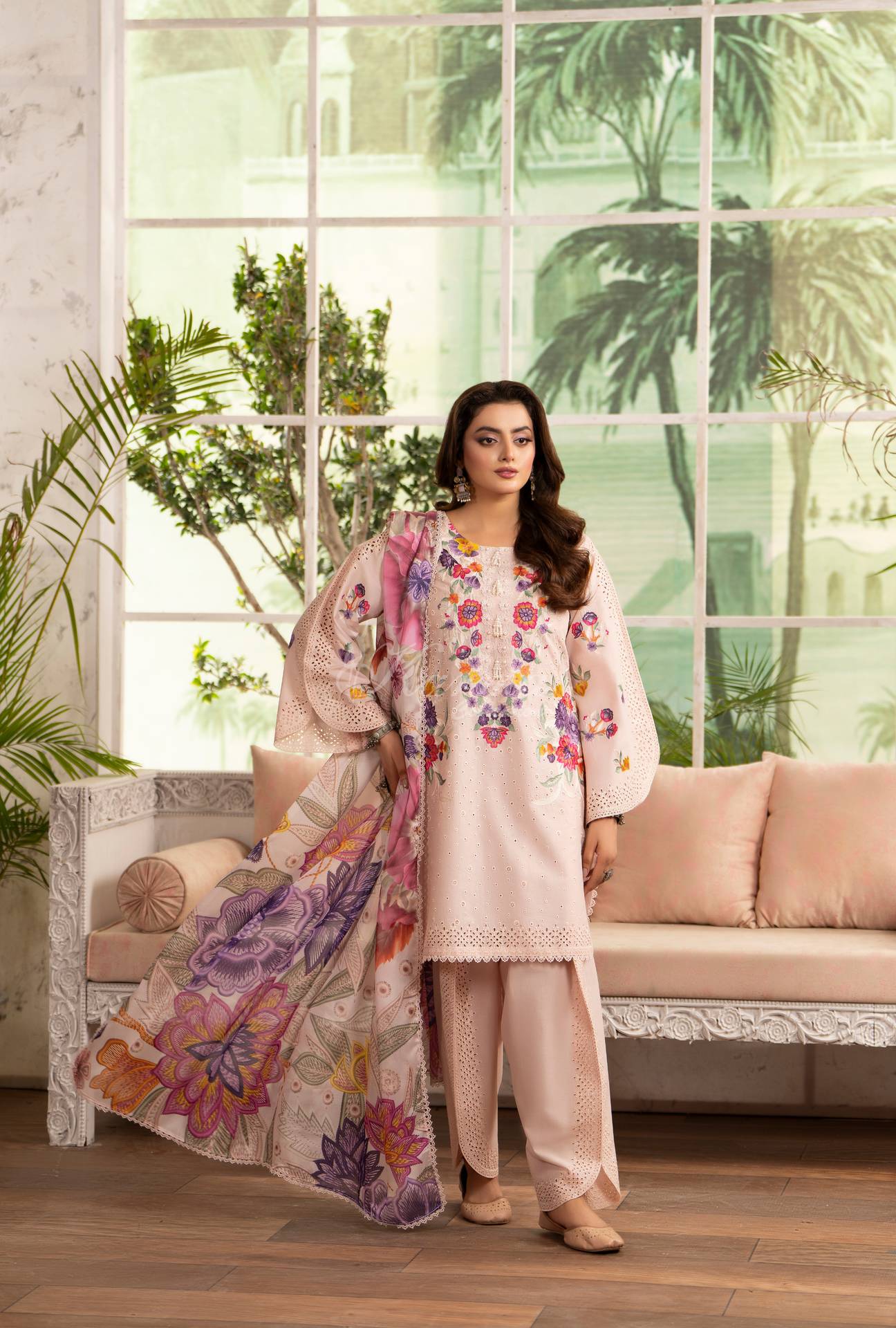 Luxury 3 Piece Cotton Suit - Rose