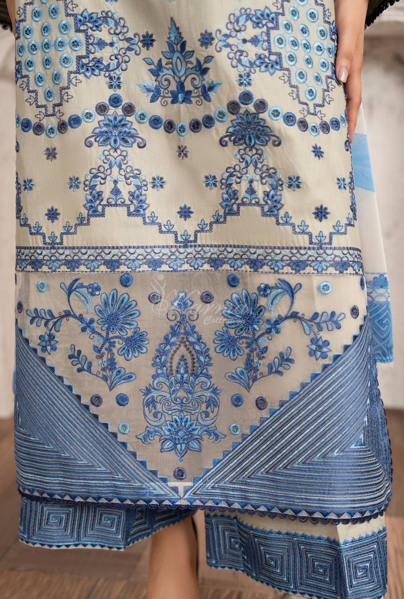 Luxury 3 Piece Cotton Suit - Blue