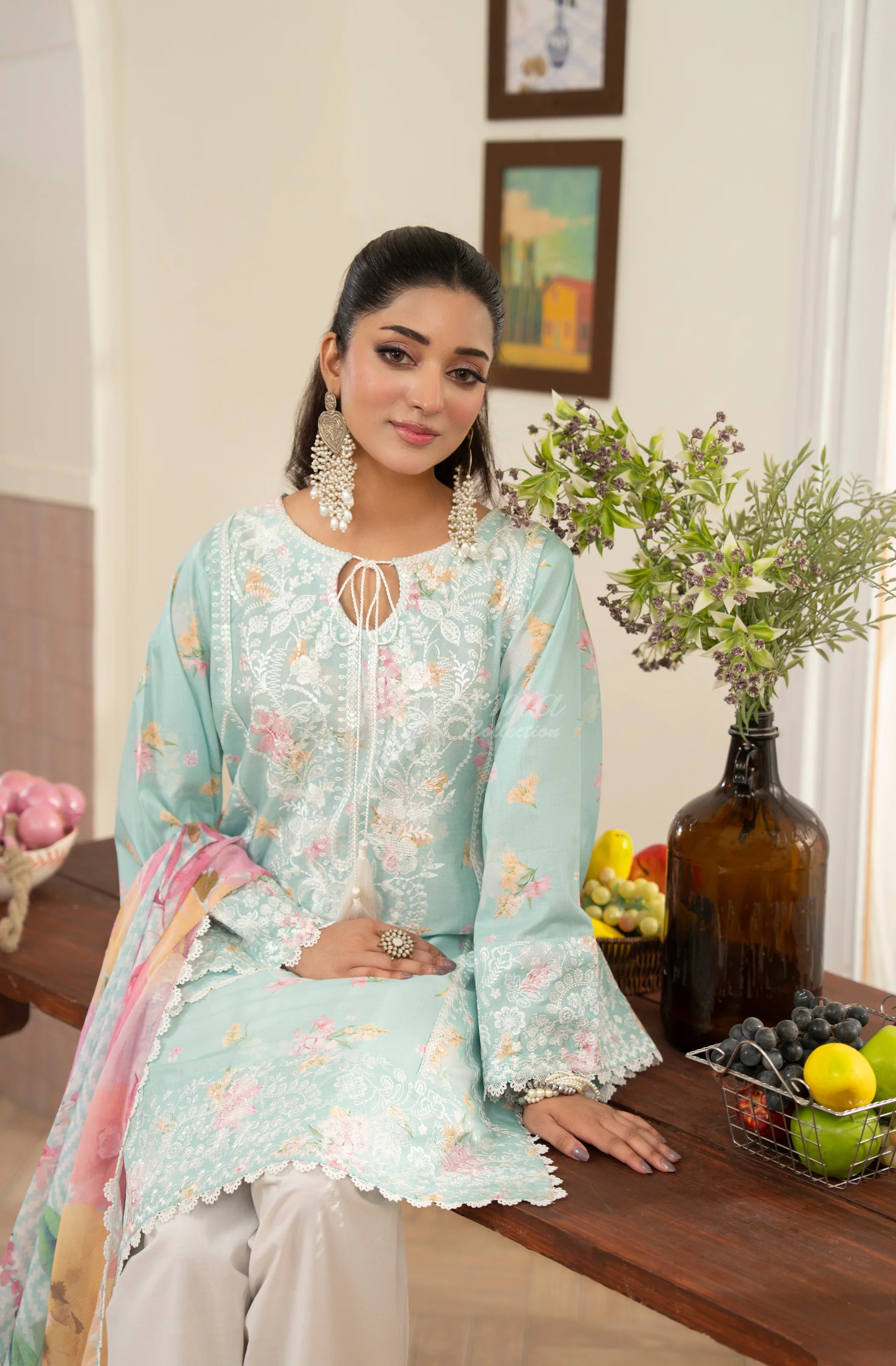 Aqua | Luxury 3 Piece Lawn Suit