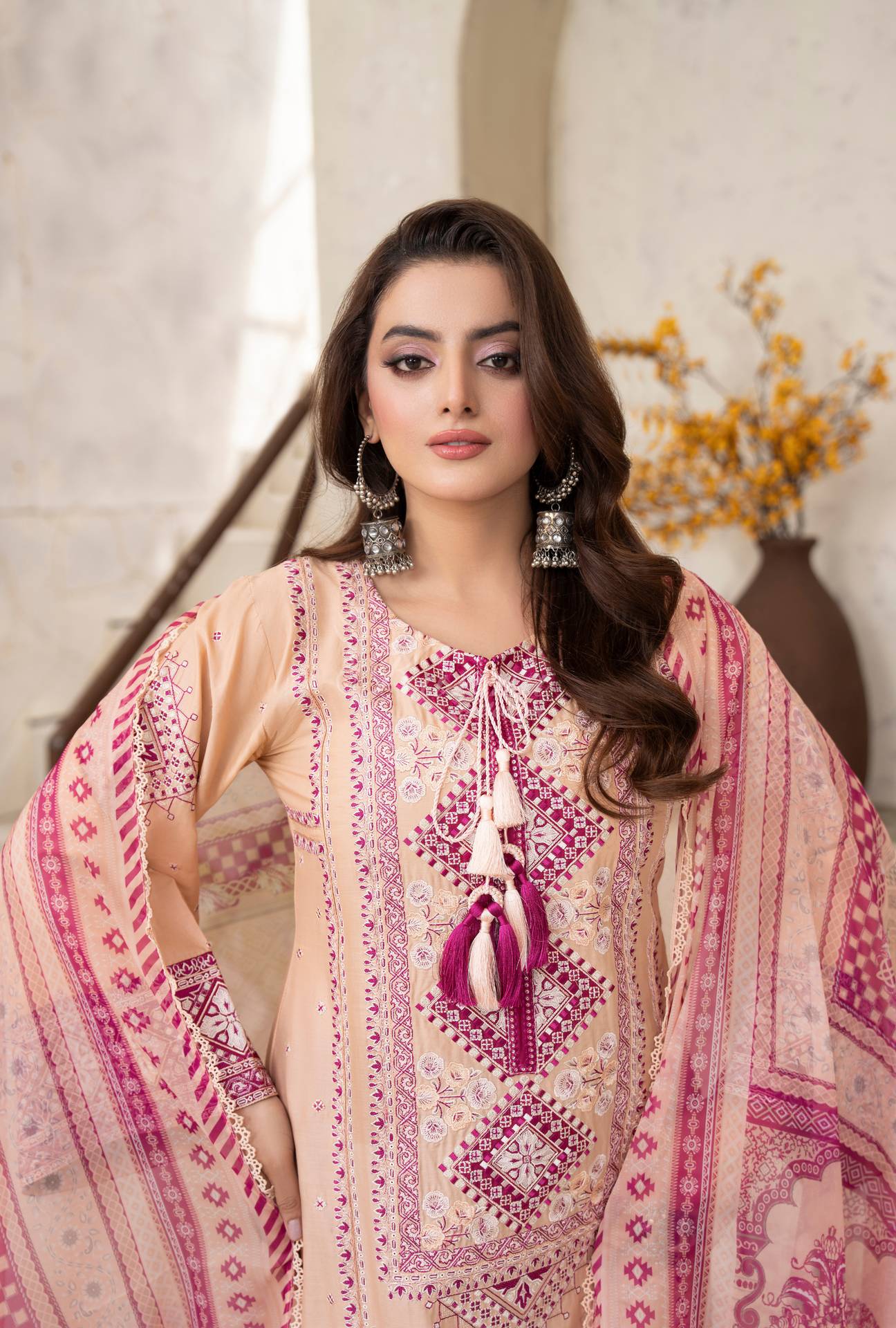 Luxury 3 Piece Cotton Suit - Blush
