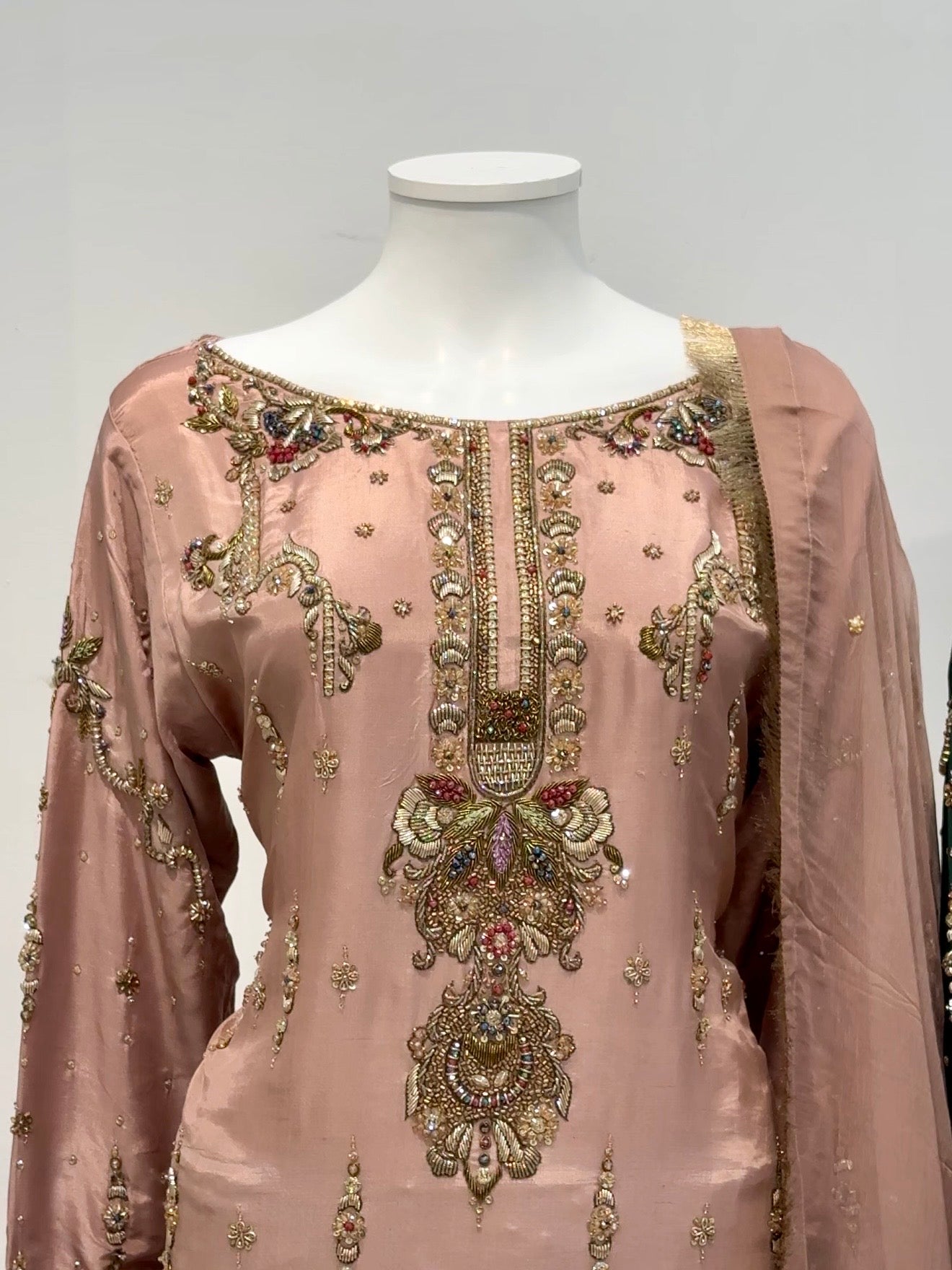 Hand Embroidered Shisha Silk Suit