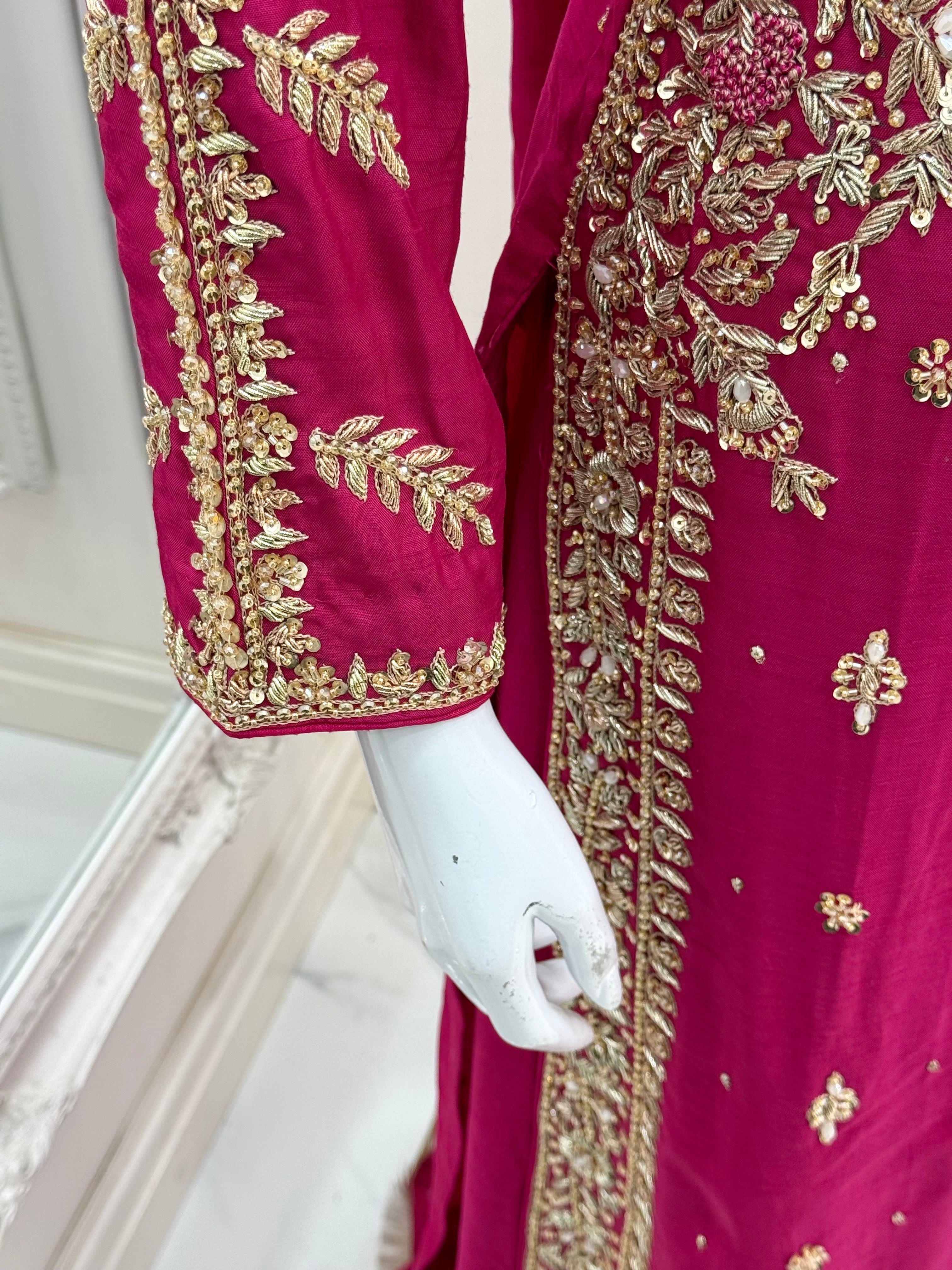 Hand Embroidered Raw Silk Suit