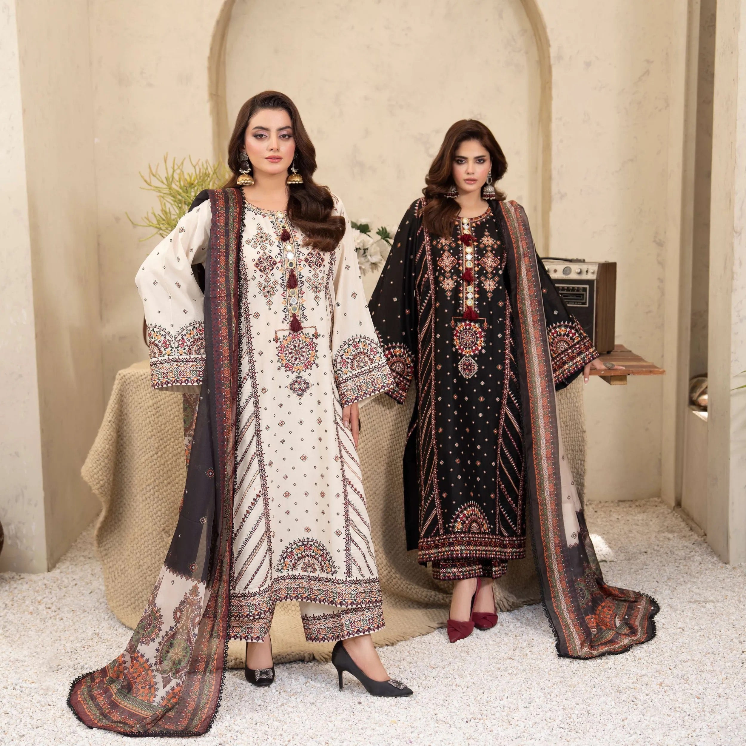 Luxury 3 Piece Cotton Suit - Black