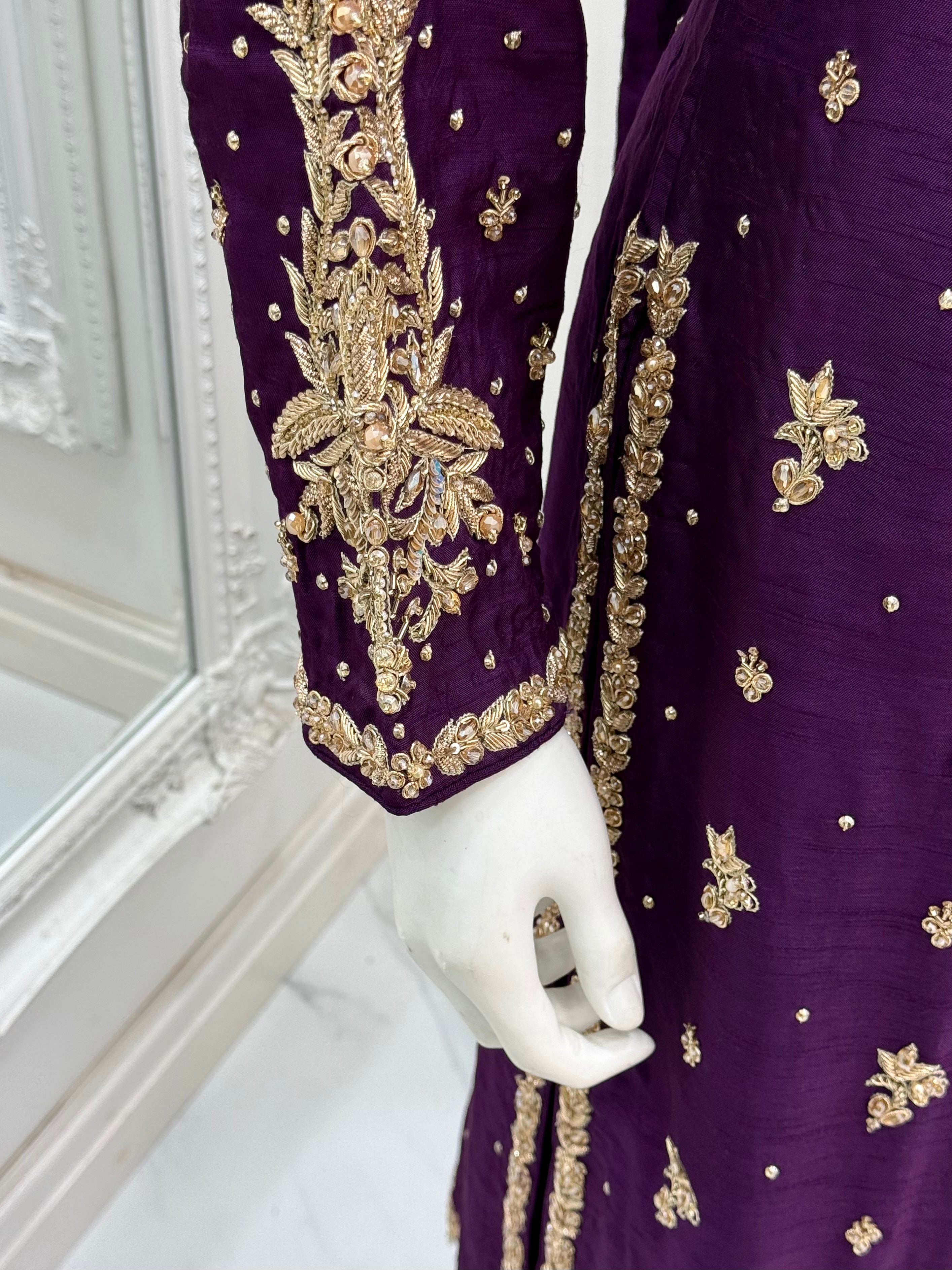 Hand Embroidered Raw Silk Suit