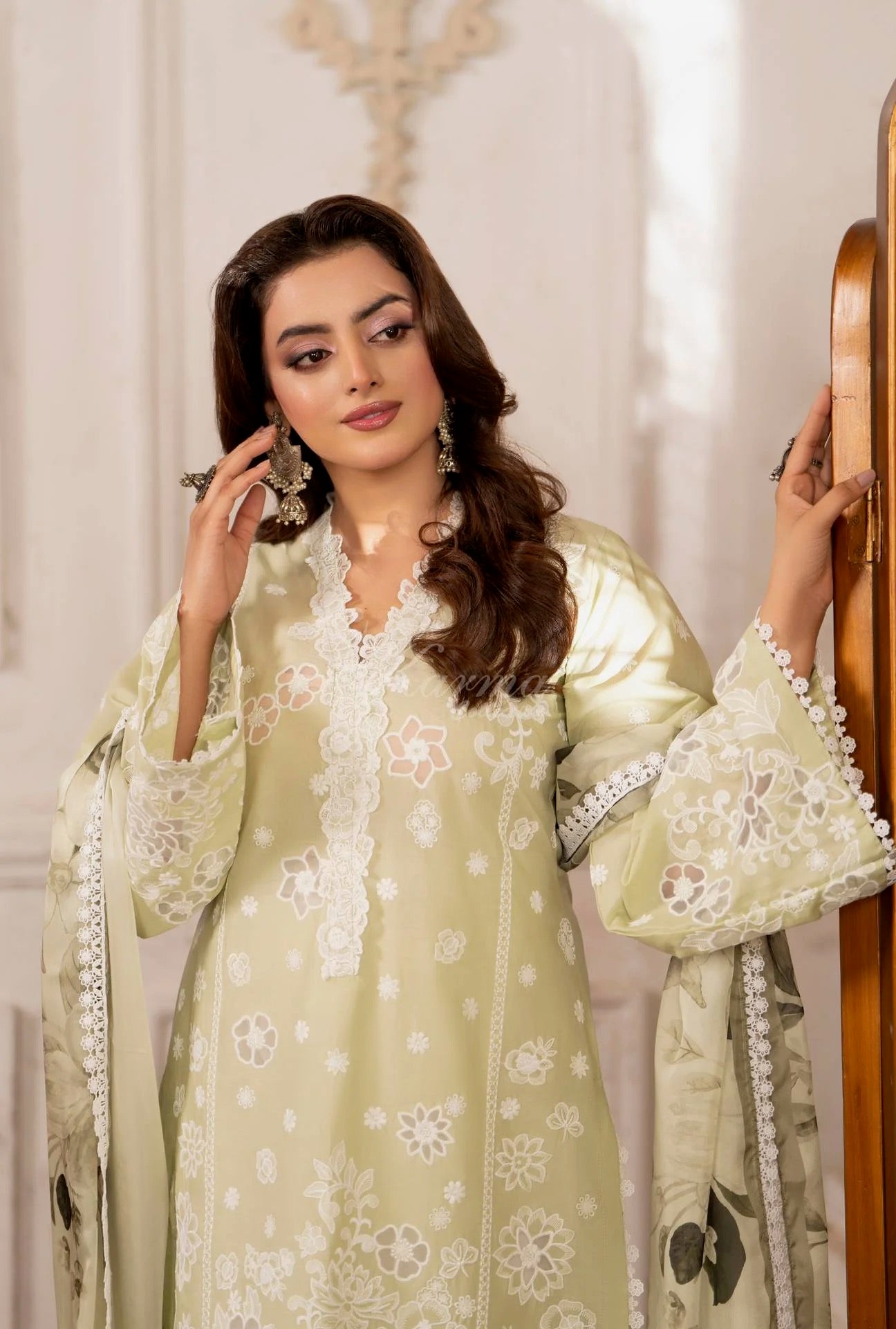 Luxury 3 Piece Cotton Suit - Lime