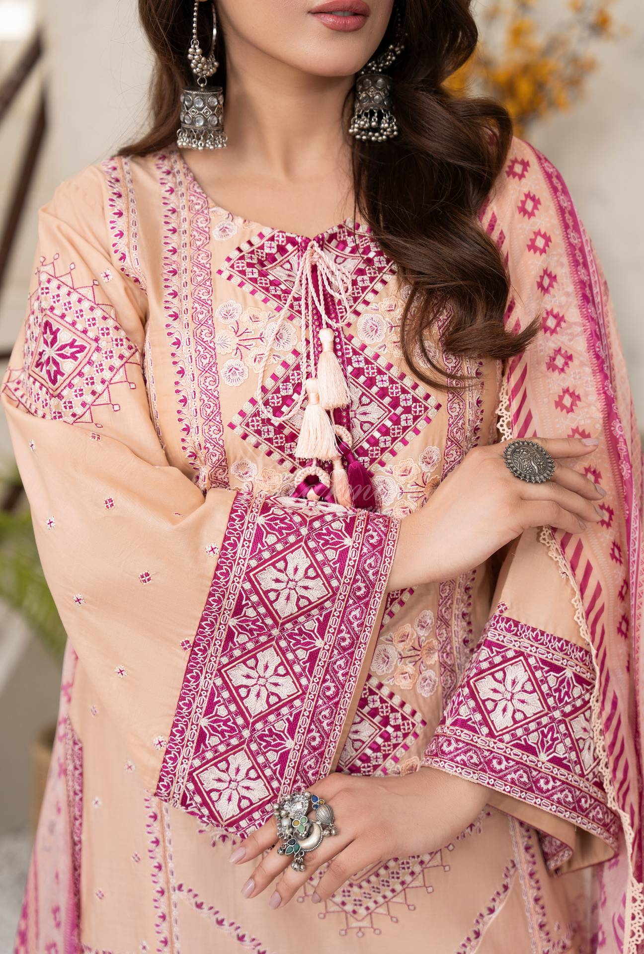 Luxury 3 Piece Cotton Suit - Blush