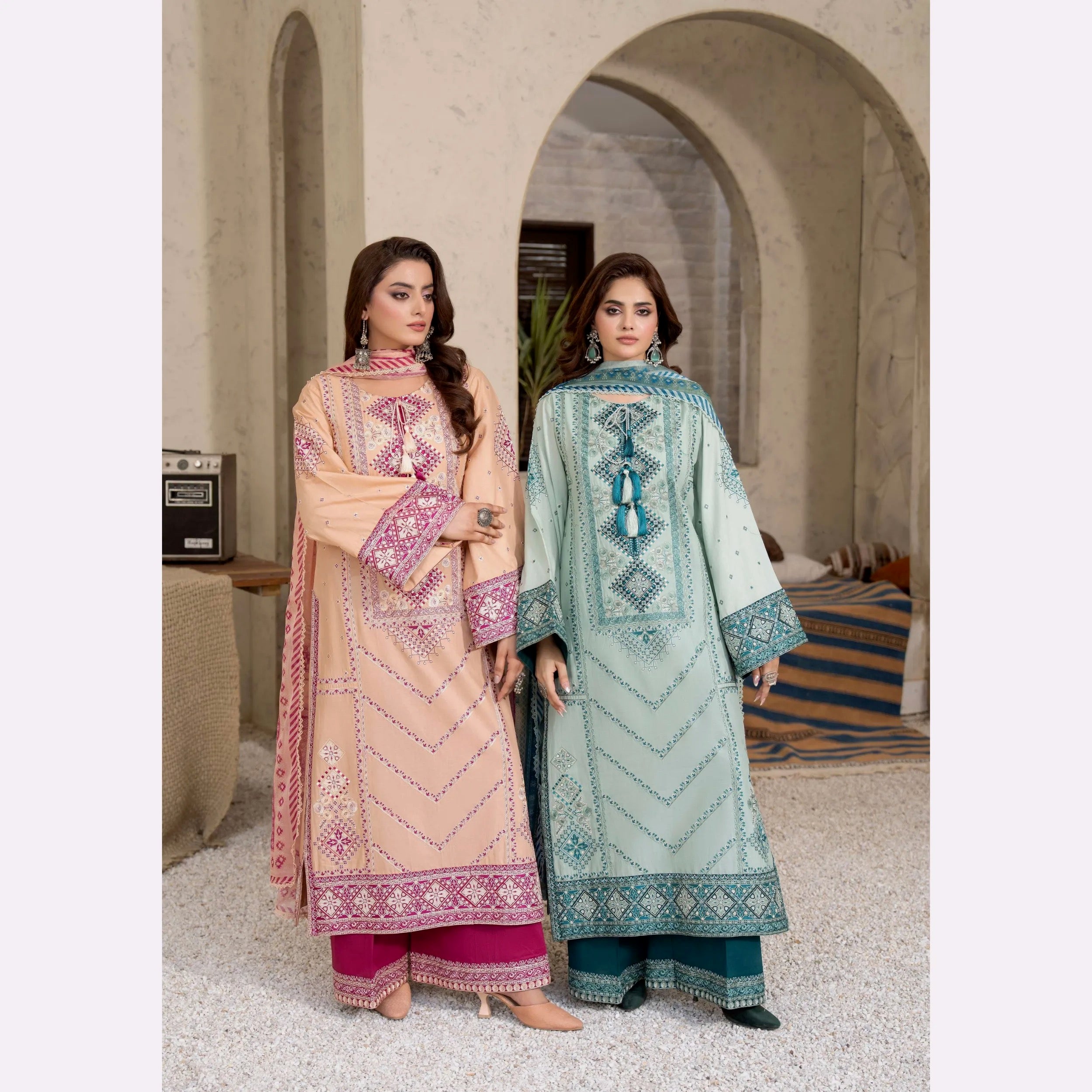 Luxury 3 Piece Cotton Suit - Blush