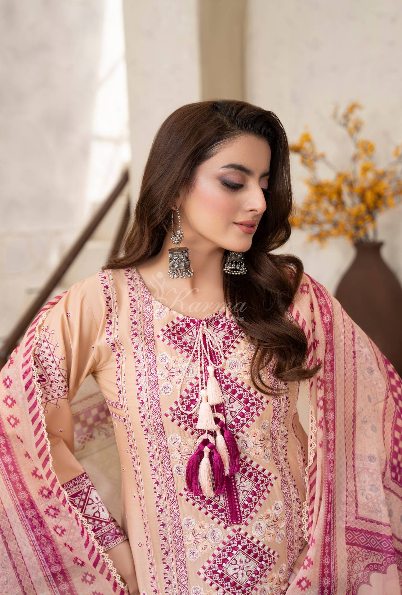 Luxury 3 Piece Cotton Suit - Blush