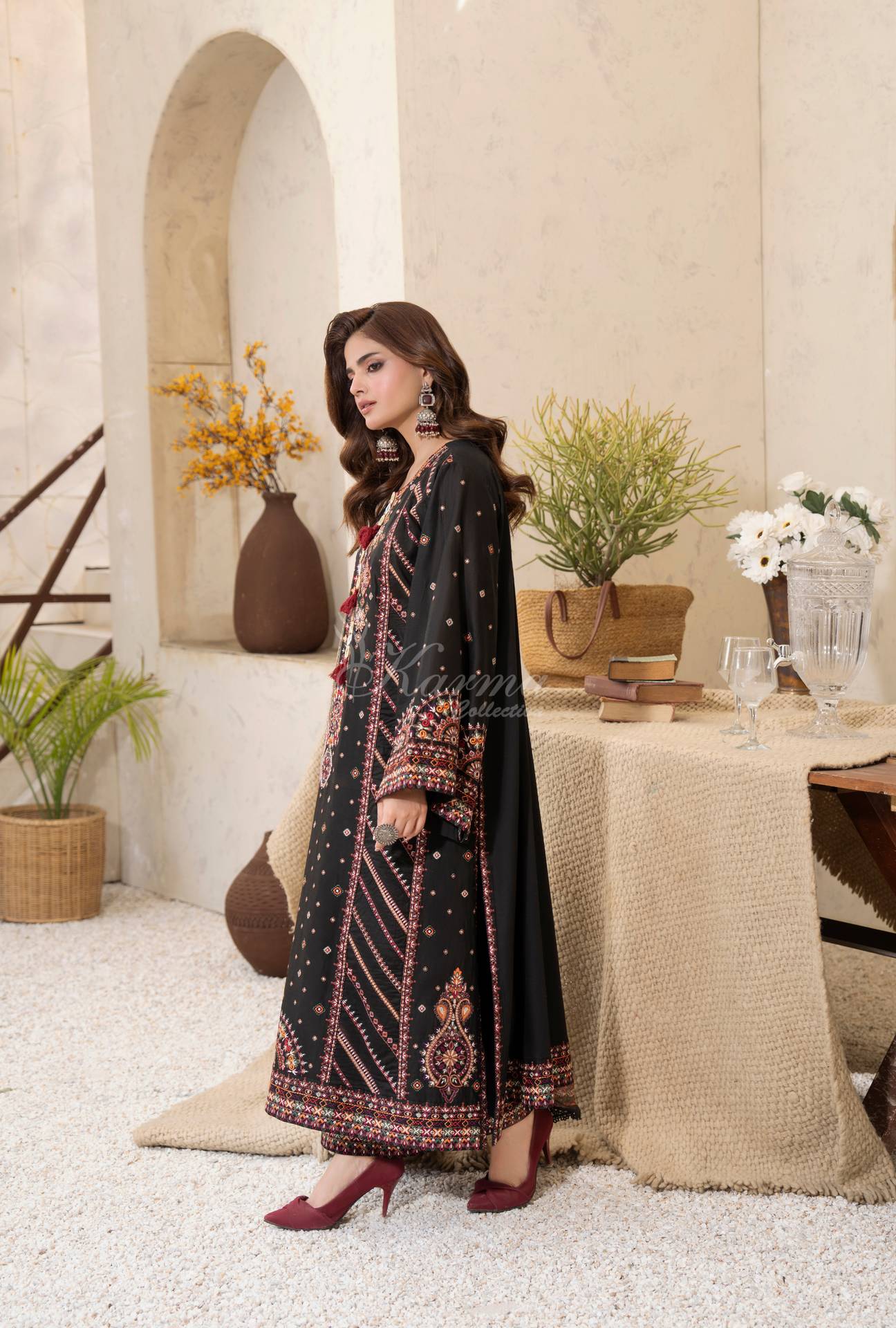 Luxury 3 Piece Cotton Suit - Black