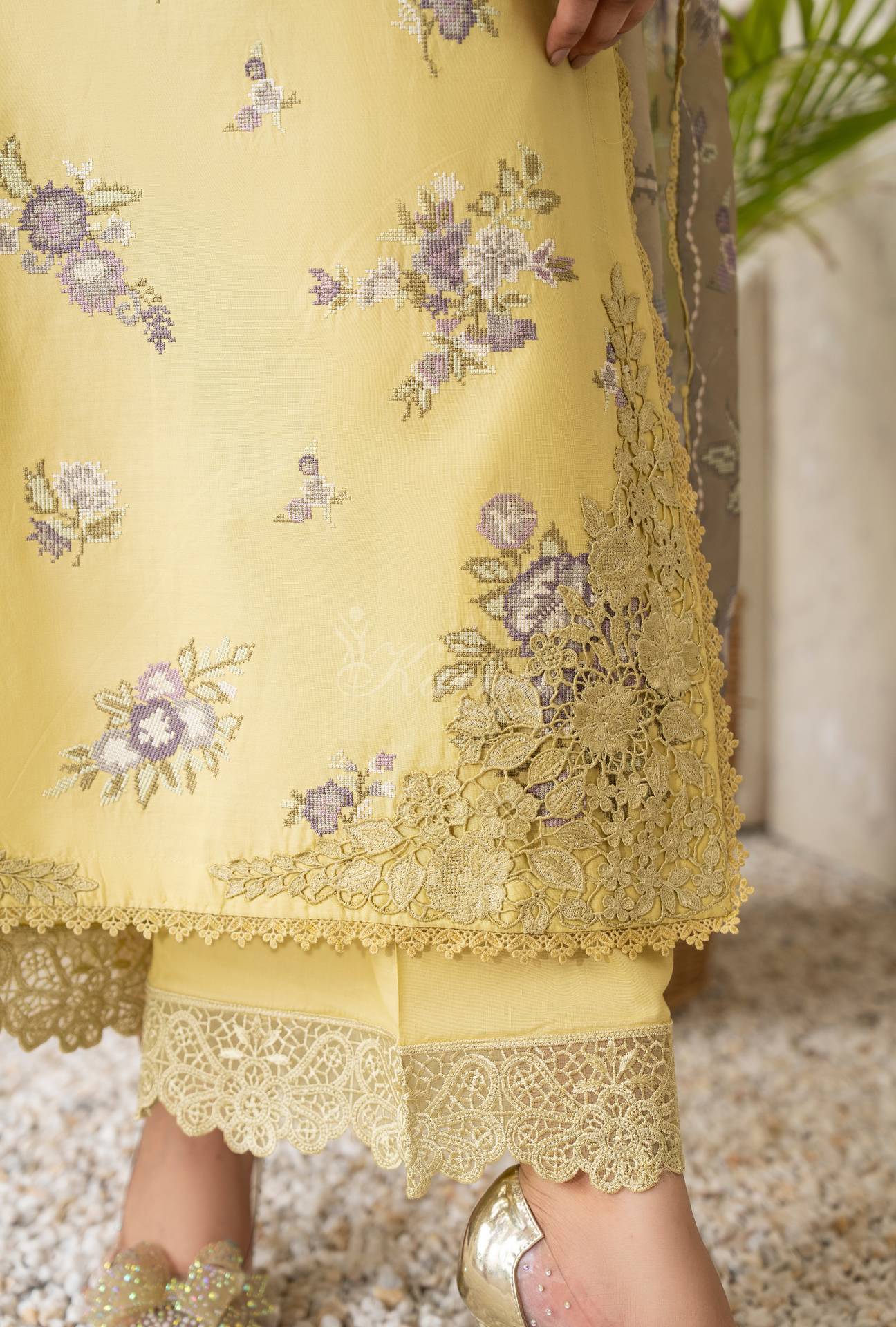 Luxury 3 Piece Cotton Suit - Butter Yellow