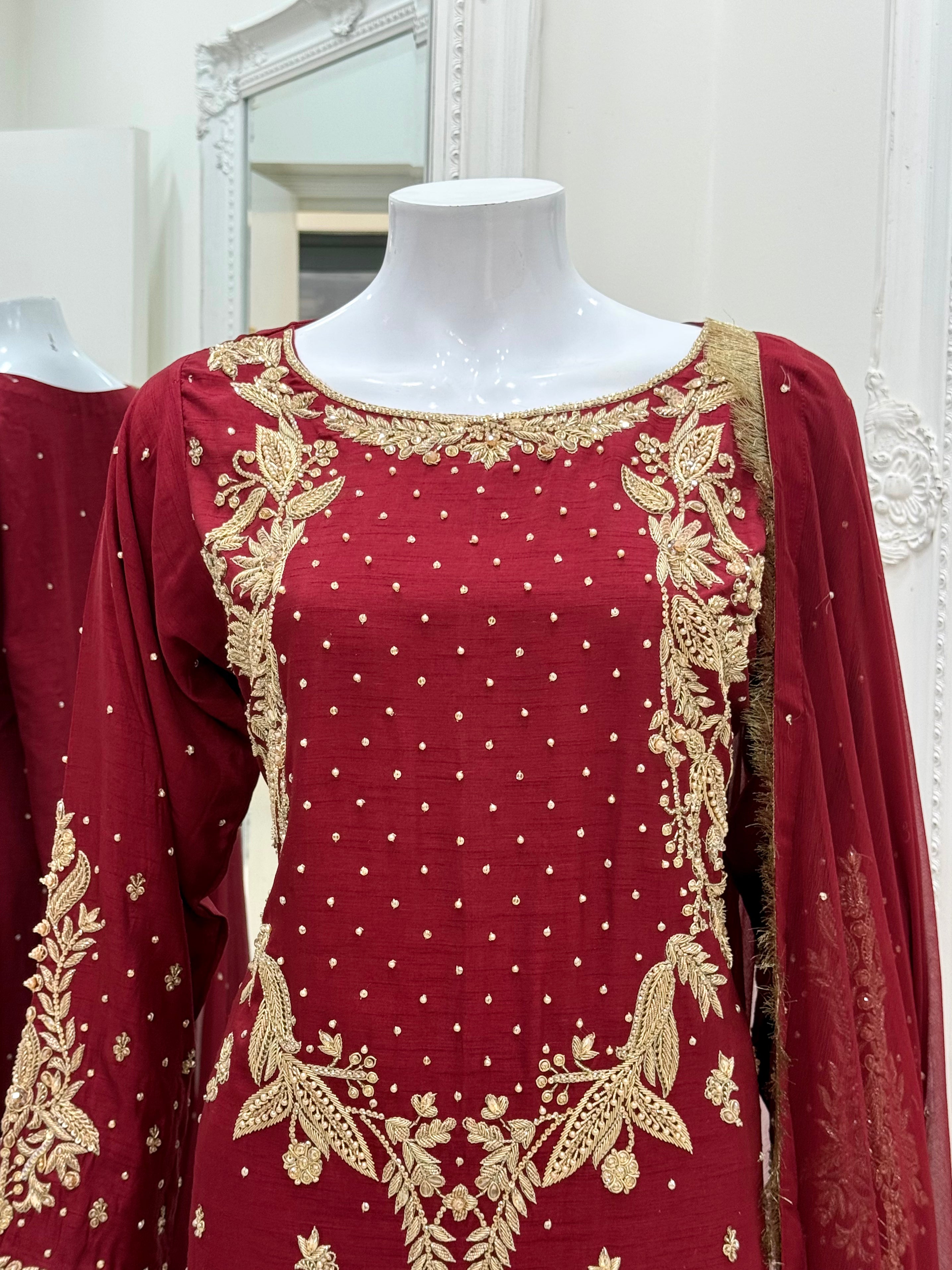 Hand Embroidered Raw Silk Suit