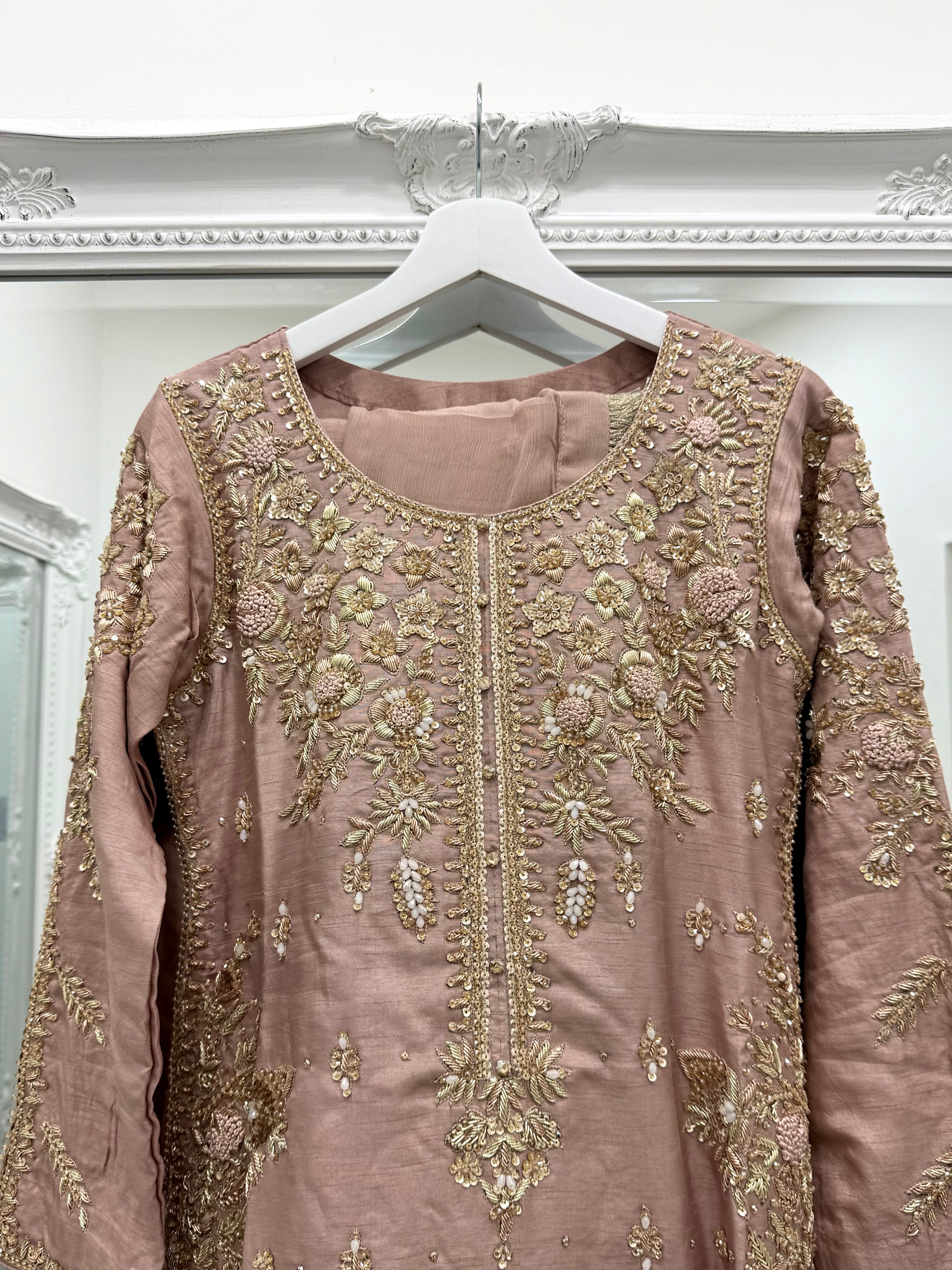 Hand Embroidered Raw Silk Suit