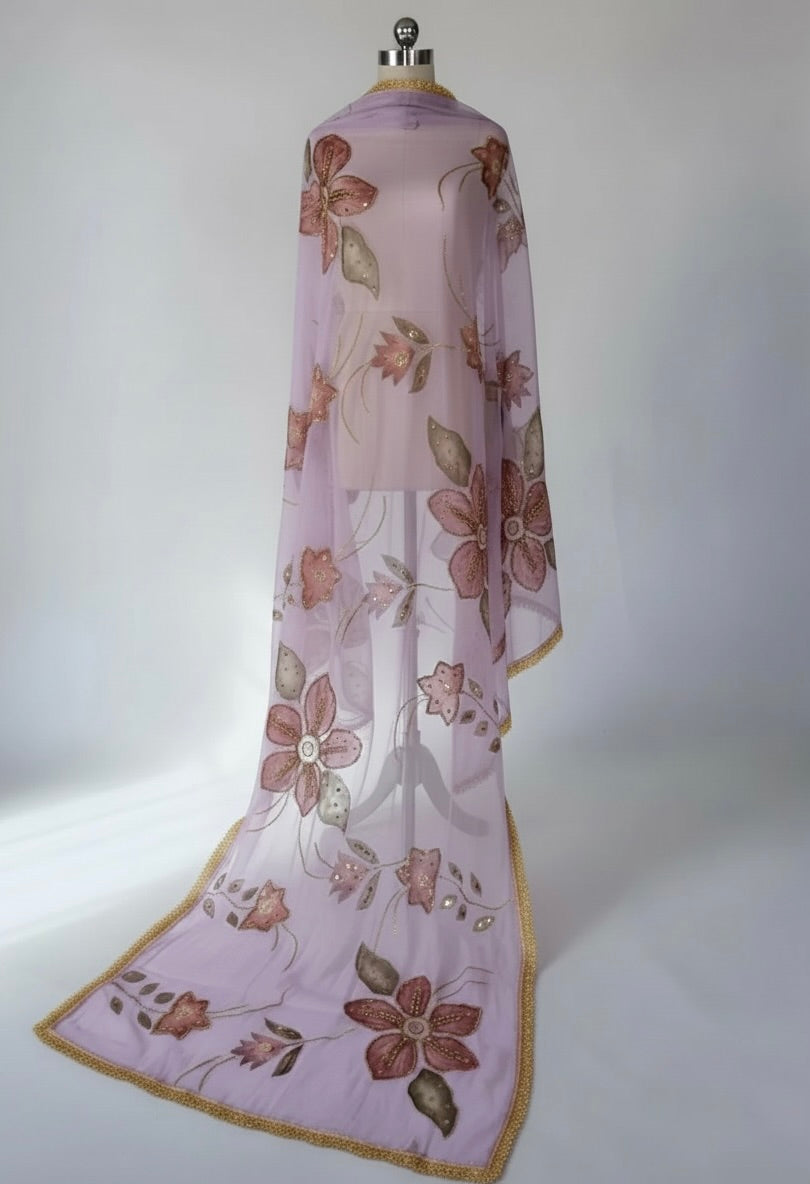 Hand Painted Floral Dupatta