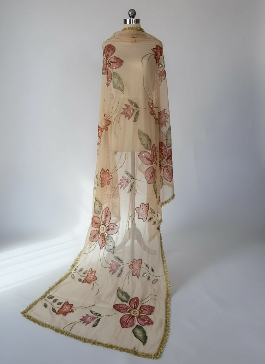 Hand Painted Floral Dupatta