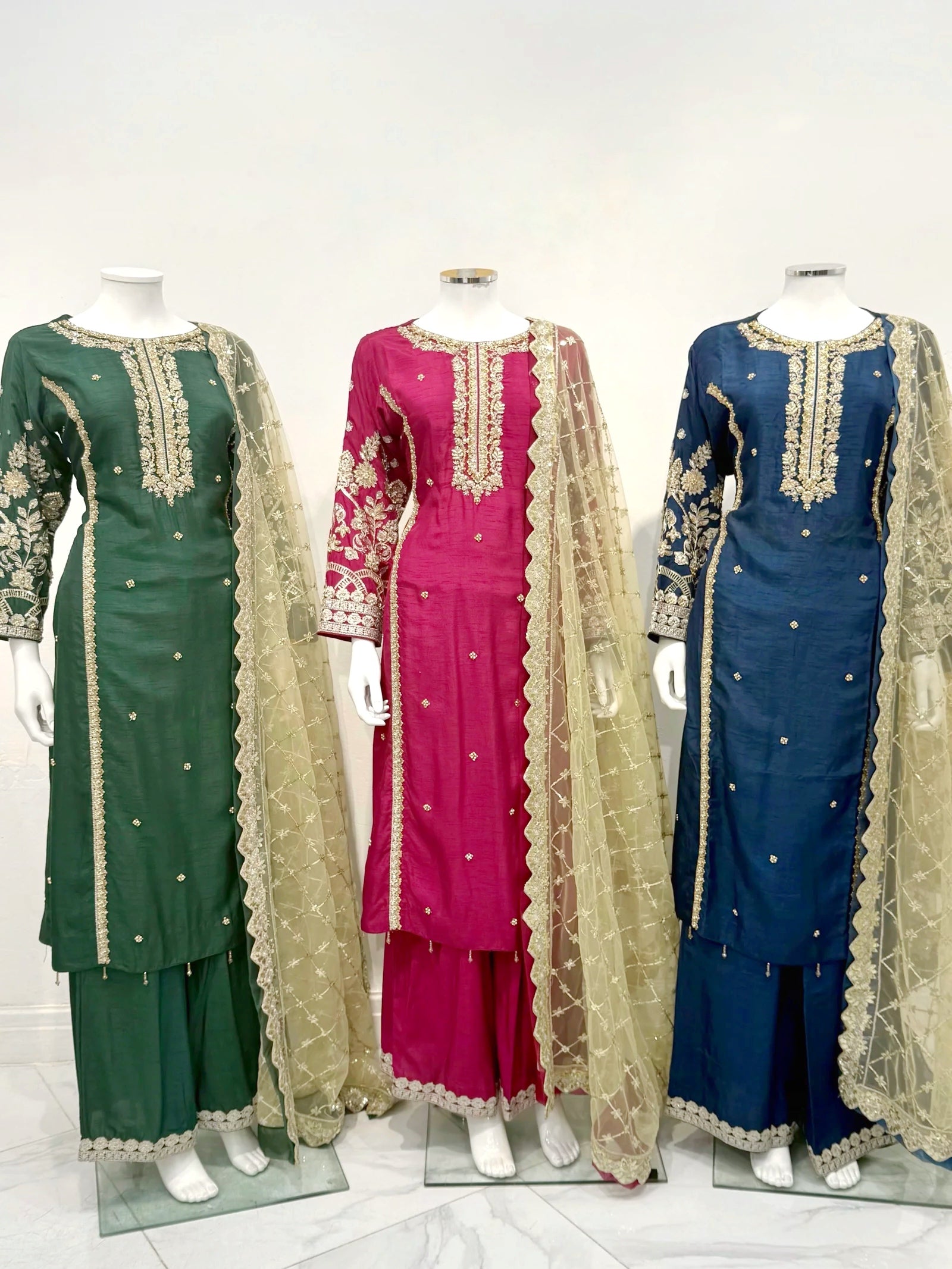 Raw Silk Suit with Organza Dupatta