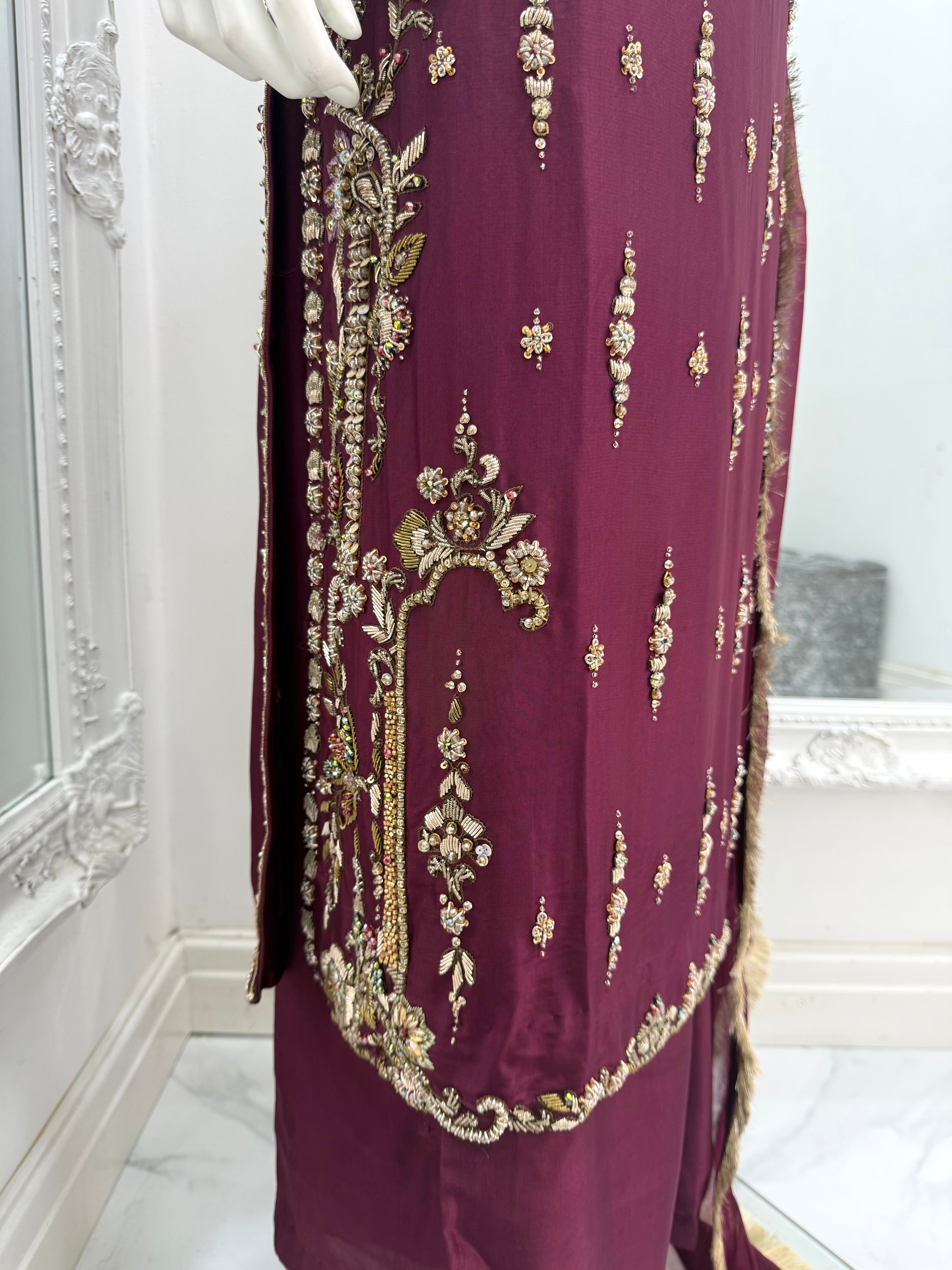 Hand Embroidered Shisha Silk Suit