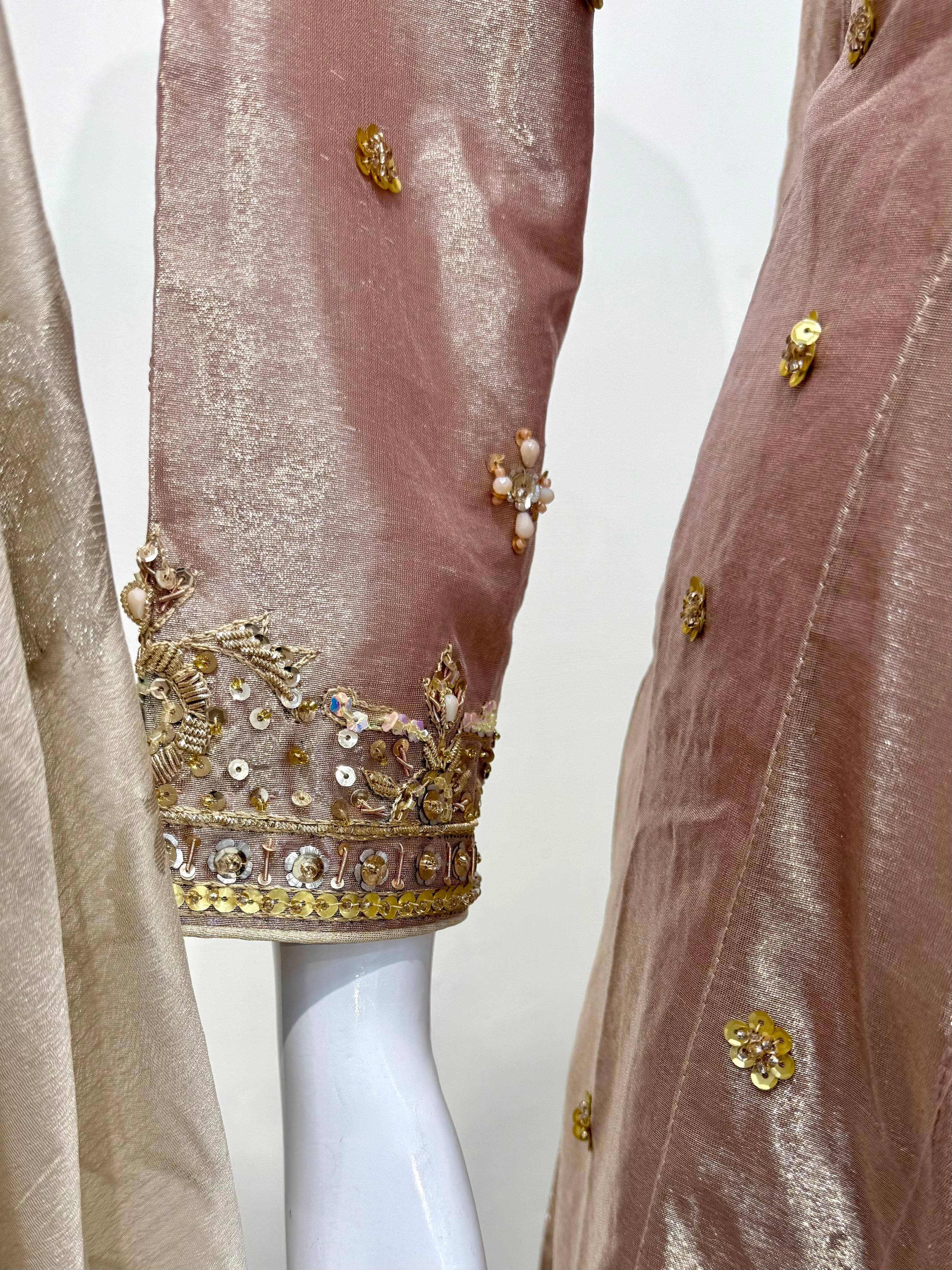 Hand Embroidered Tissue Silk Maxi